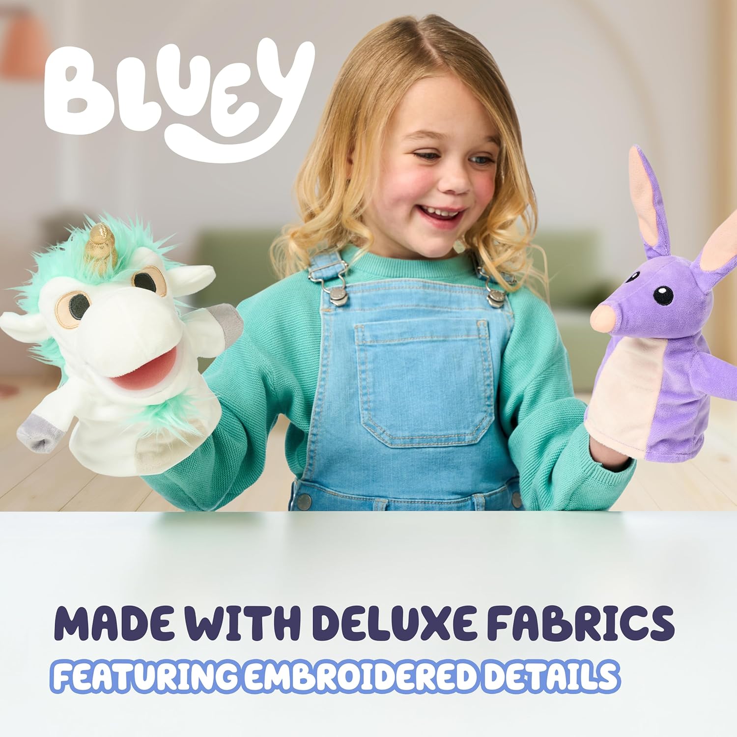 Bingo & Bluey Plush Toys 2-Pack, Soft Deluxe Fabric, Embroidered