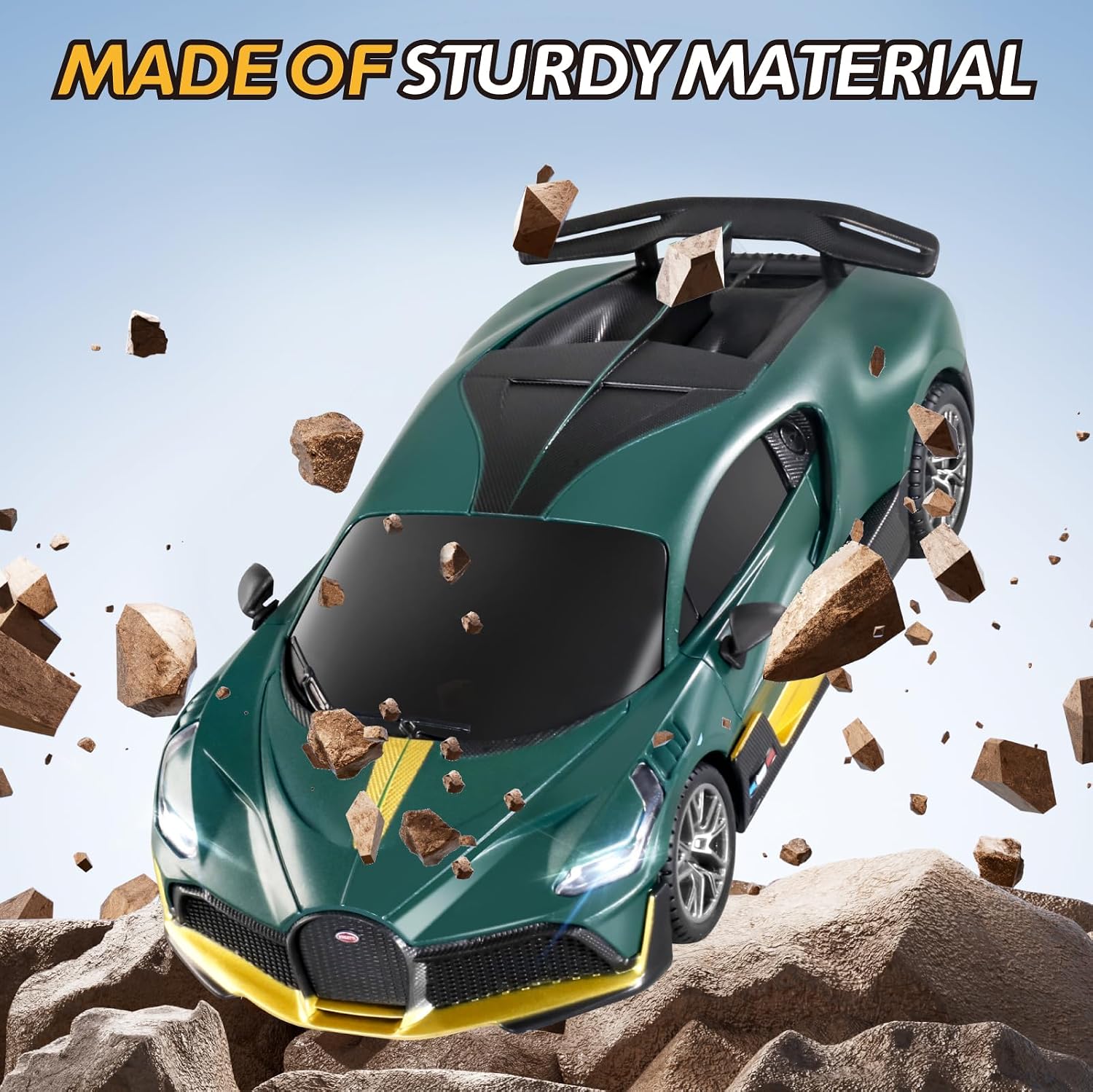 MIEBELY Licensed Bugatti Divo 1:24 Model RC Race Car for Kids Adults | Officially licensed;2.4GHz control; LED headlights;3.7V battery;sturdy ABS;indoor/outdoor play;gift for boys & collectors