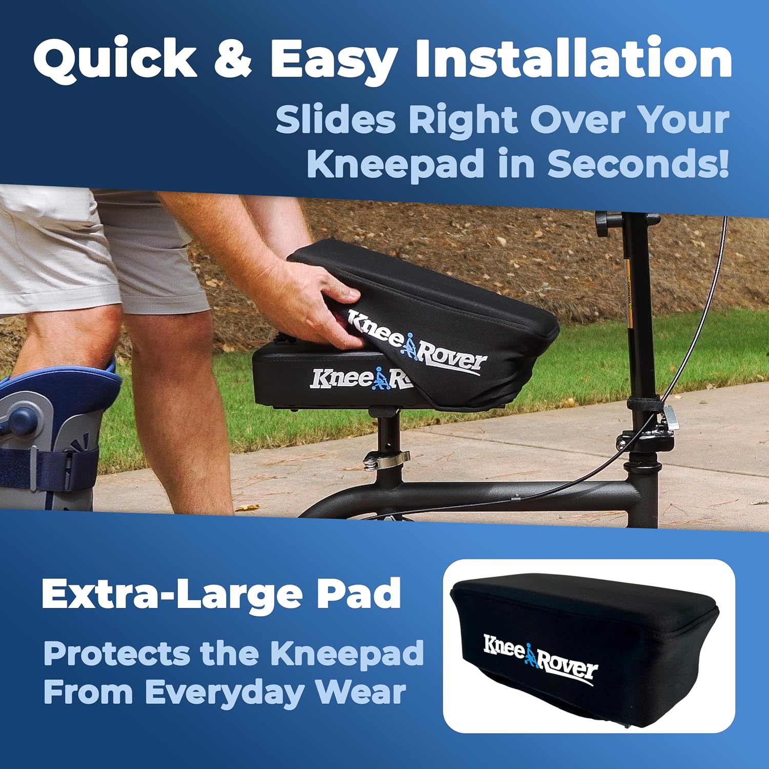 KneeRover Memory Pad Knee Scooter Pad Cover Cushion Accessory | Removable Cover, Comfortable Memory Foam Cushion Insert, Fits Most KneeRover Models