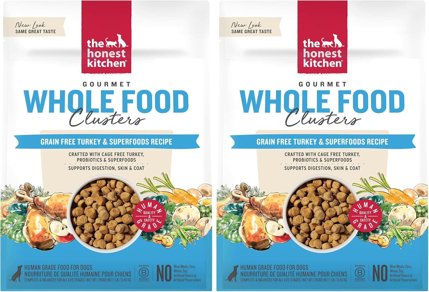 The Honest Kitchen Grain Free Beef & Superfoods Whole Food Clusters, Human Grade Dry Dog Food, Vet-Crafted Nutritional Support for Skin, Coat, Digestion & Overall Wellness, 20 lb Bag