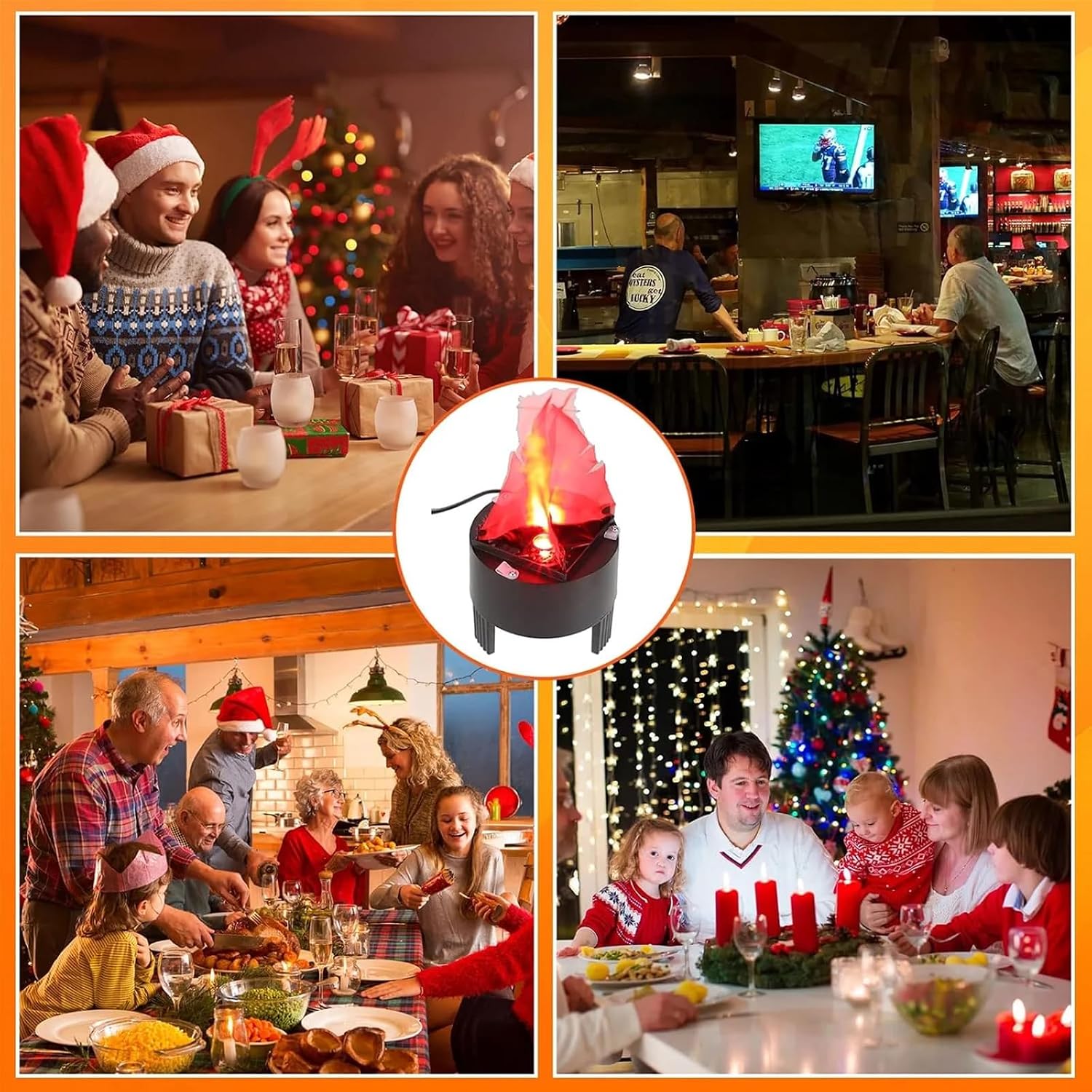 TOPCHANCES 3D LED Fake Fire Flame110v Effect Fake Campfire Decoration, Artificial Flame Effect Light Electronic Fire Fake Flame