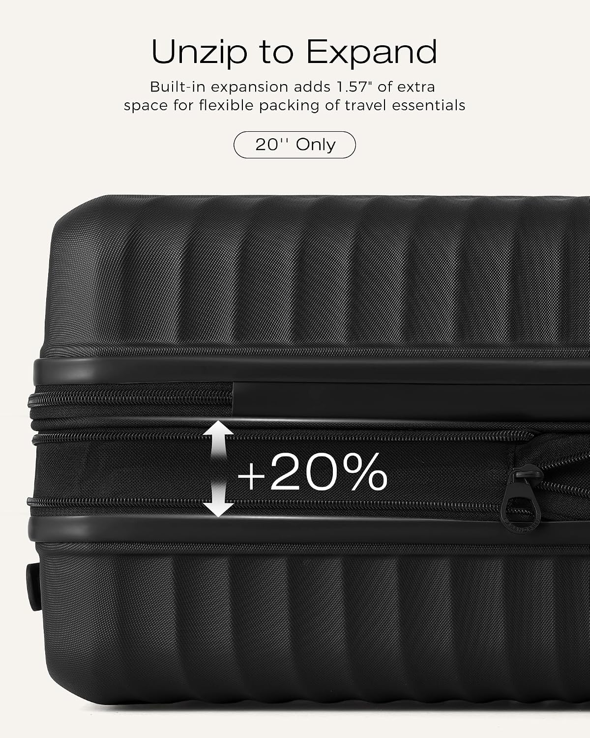 Coolife Luggage Carry-On, Lightweight PC Hardside Suitcase, 20-Inch, Black | Expandable Carry-On, Dual Spinner Wheels, TSA-Approved Lock, Upgraded PC Hardshell, Durable Travel Suitcase