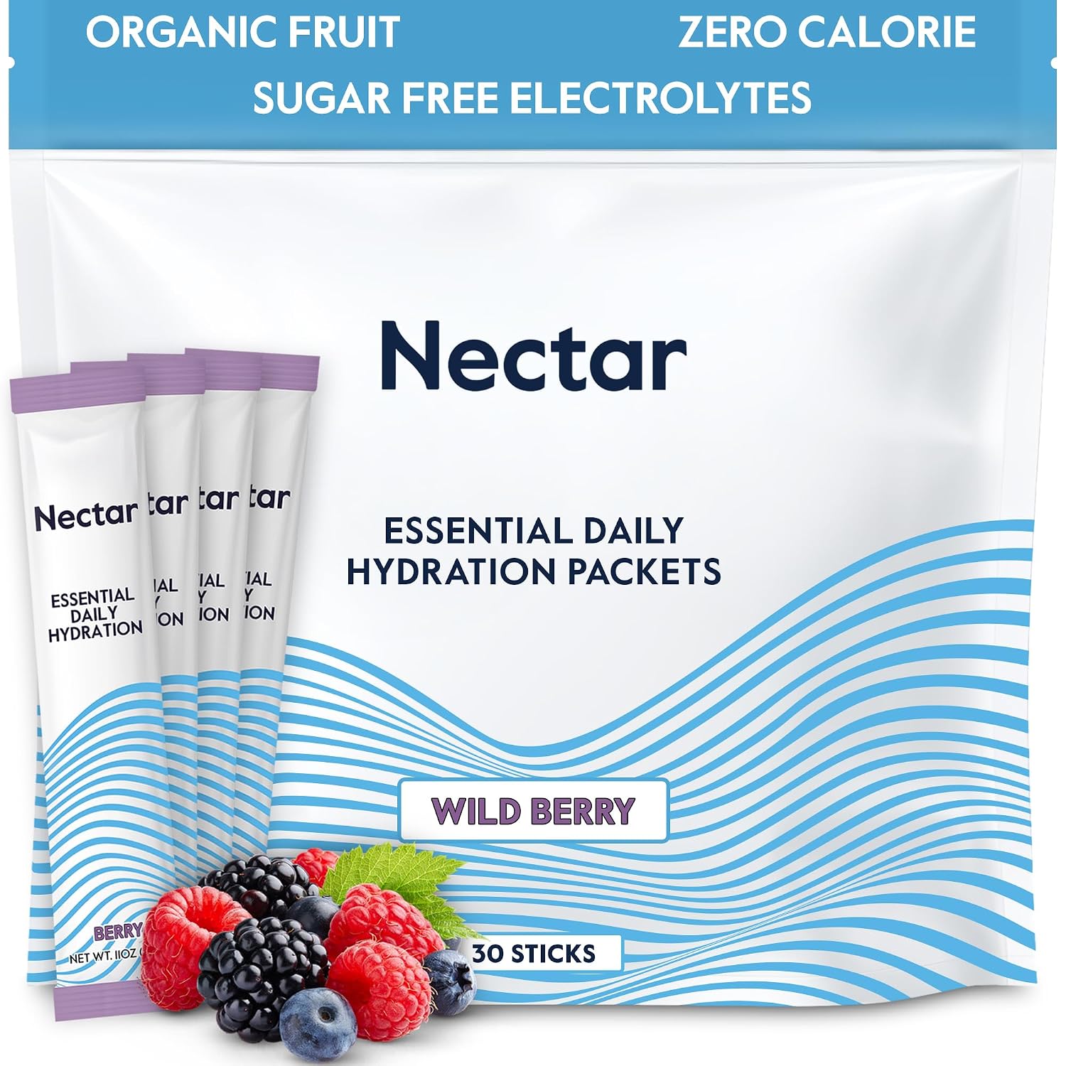 Nectar Hydration Packets - Electrolytes Powder Packets - No Sugar or Calories - Organic Fruit Liquid Daily IV Electrolytes Powder for Dehydration