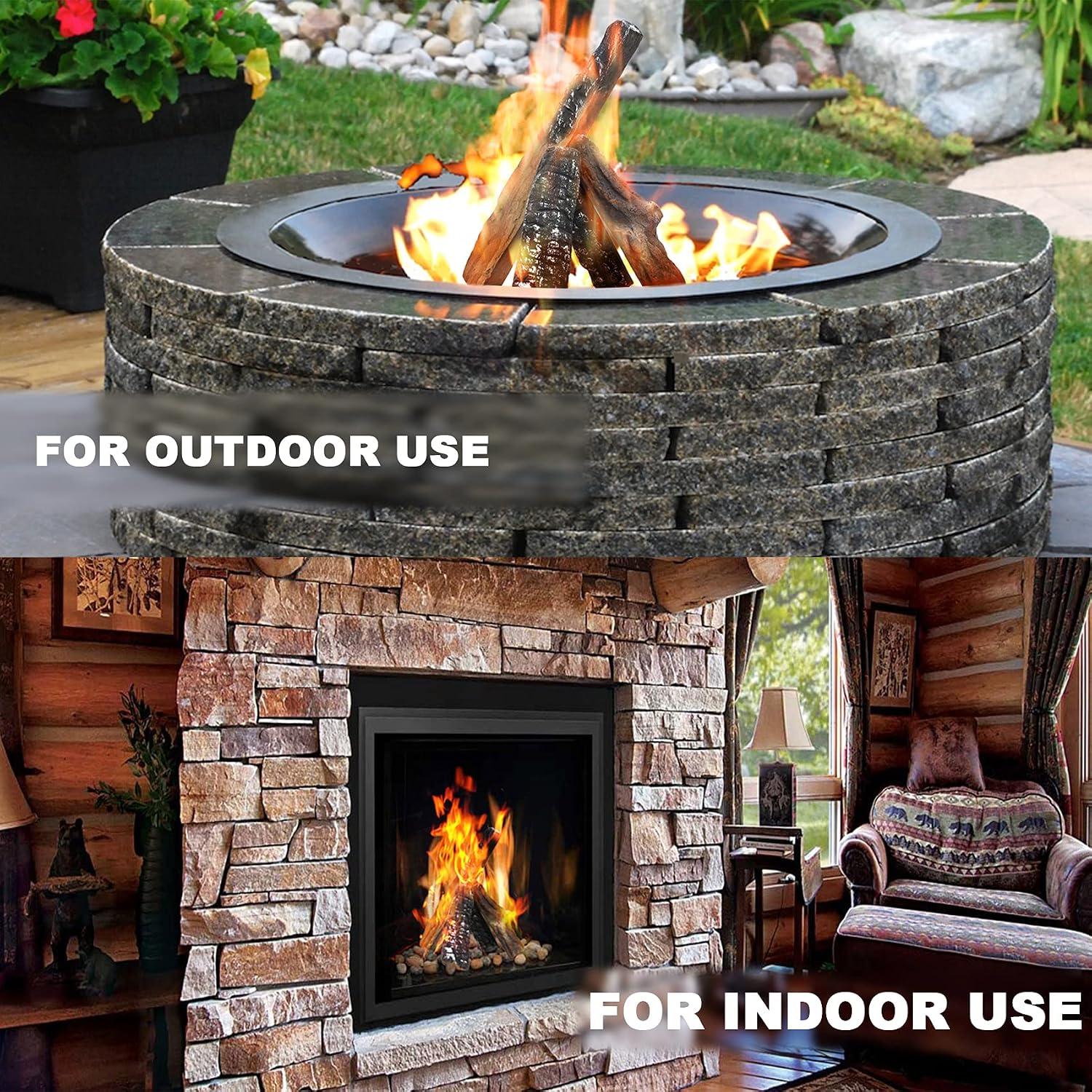 Skyflame Small Gas Fireplace Logs - 4 Pcs Ceramic Wood Logs