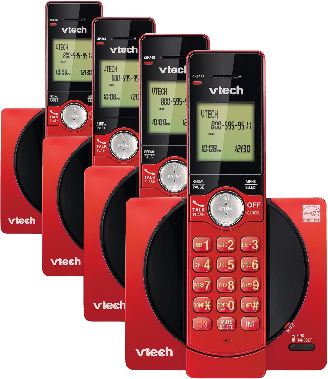 VTech CS6919-16 DECT 6.0 Cordless Phone, Red - Caller ID/Call Waiting (Stores 30 Calls), Backlit Keypad & Display, Full Duplex Handset Speakerphone, Wall Mountable