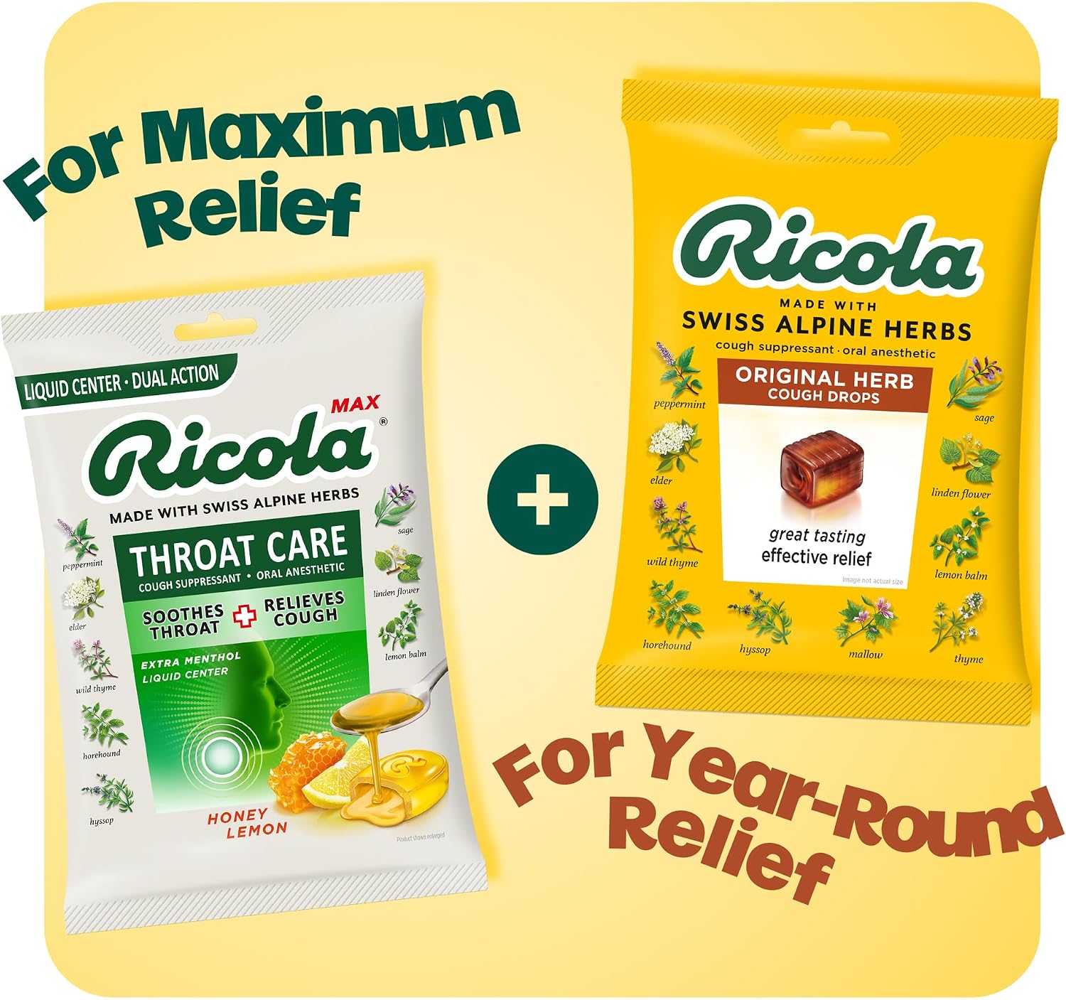 Ricola Original Herb Cough Drops - 45 Count | Made with Menthol - Cough and Sore Throat Relief - Herbal Throat Lozenges