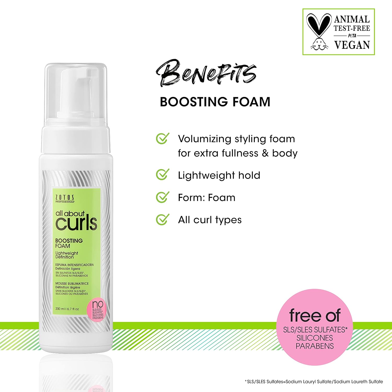 ALL ABOUT CURLS Boosting Foam | For Curly Hair | Lightweight Definition Hold | Volumizing Extra Fullness & Body | Vegan & Cruelty Free | Sulfate &