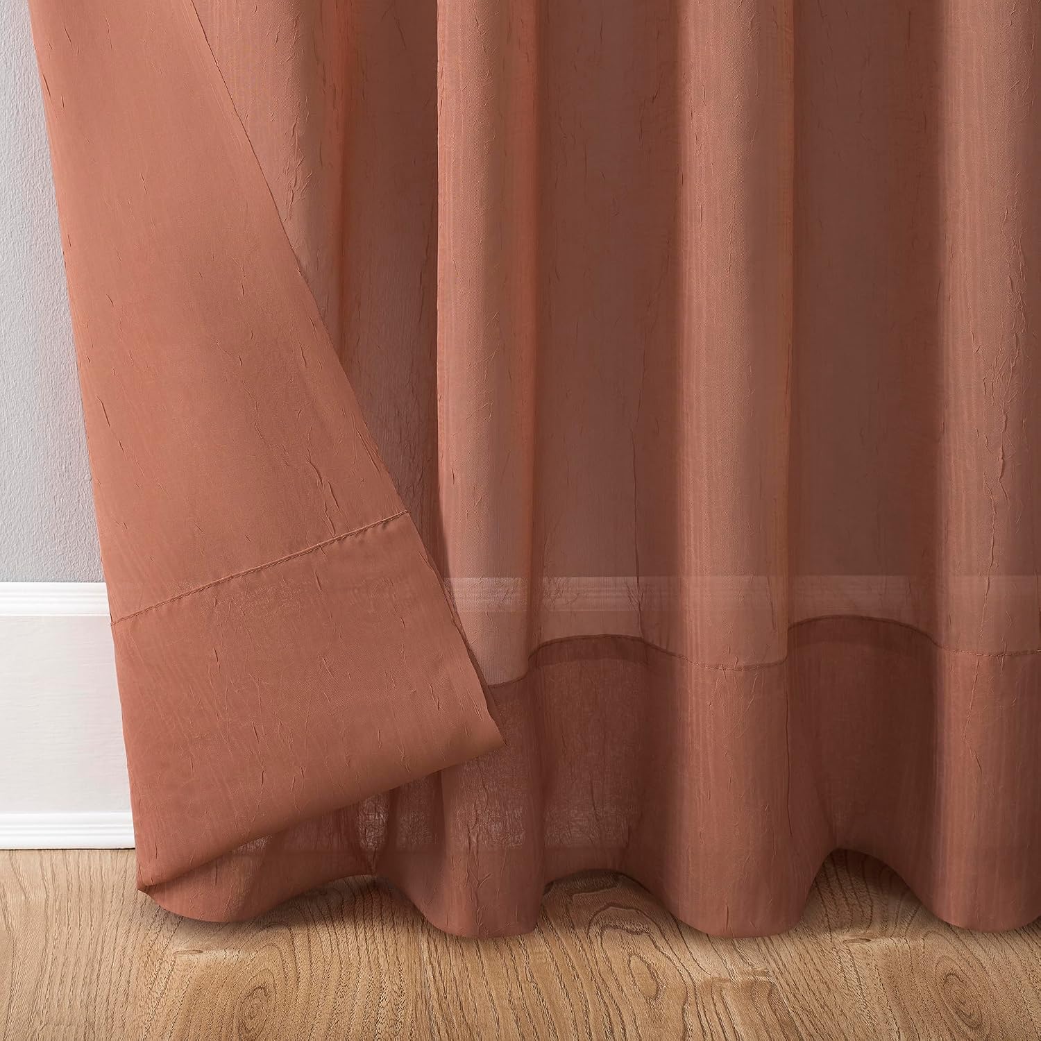 No. 918 Erica Crushed Sheer Voile Rod Pocket Curtain Panel, 51" x 108", Eggshell Off-White