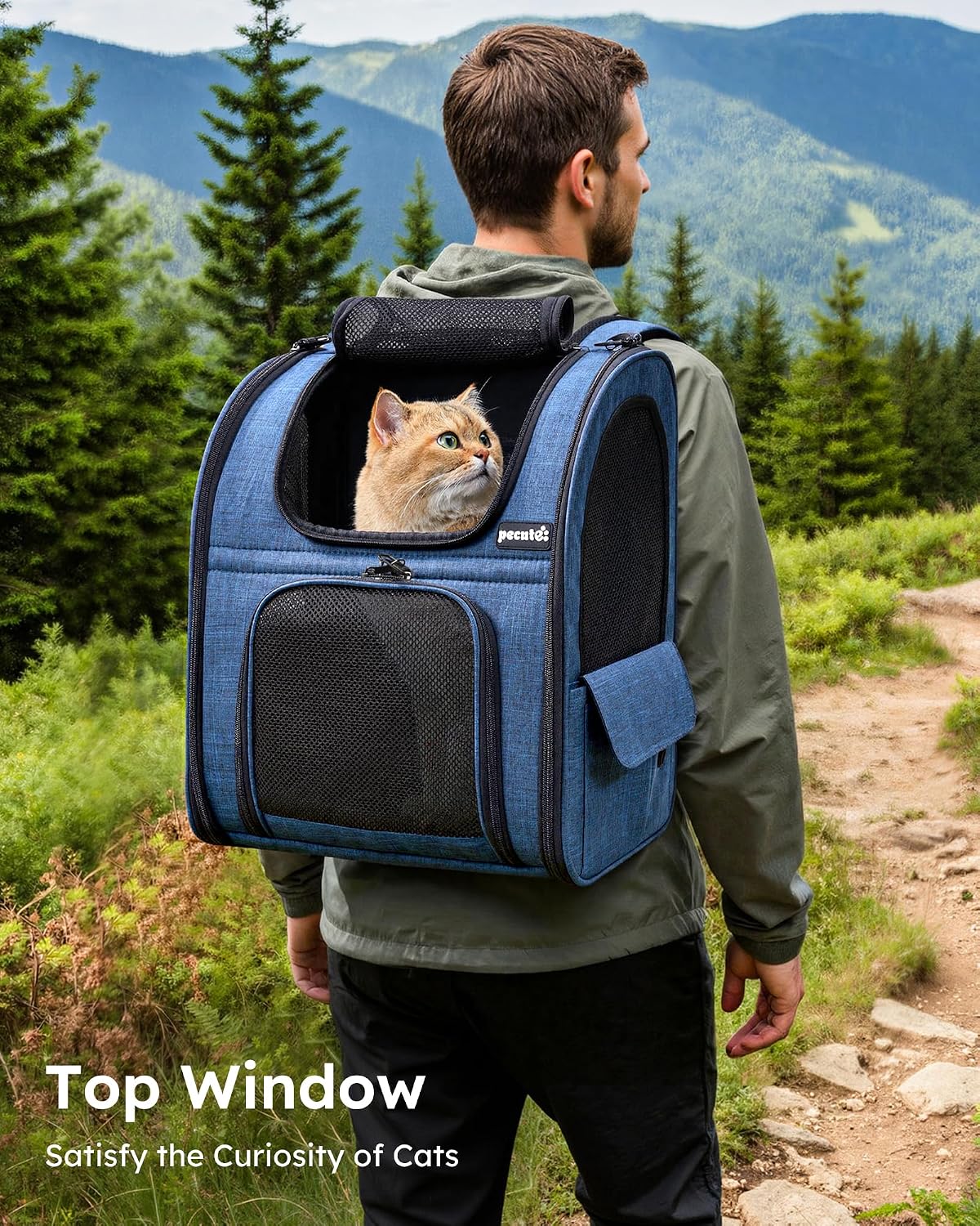 pecute Cat Backpack Expandable, Cat Carrier Backpack with Breathable Window