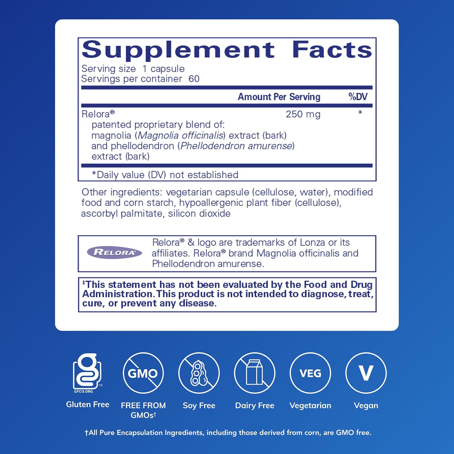 Pure Encapsulations Relora | Hypoallergenic Supplement Promotes Healthy Cortisol and DHEA Production and Moderates Occasional Stress* | 60 Capsules | Supports Healthy Cortisol and DHEA Production and Moderates Occasional Stress*, Hypoallergenic Supplement