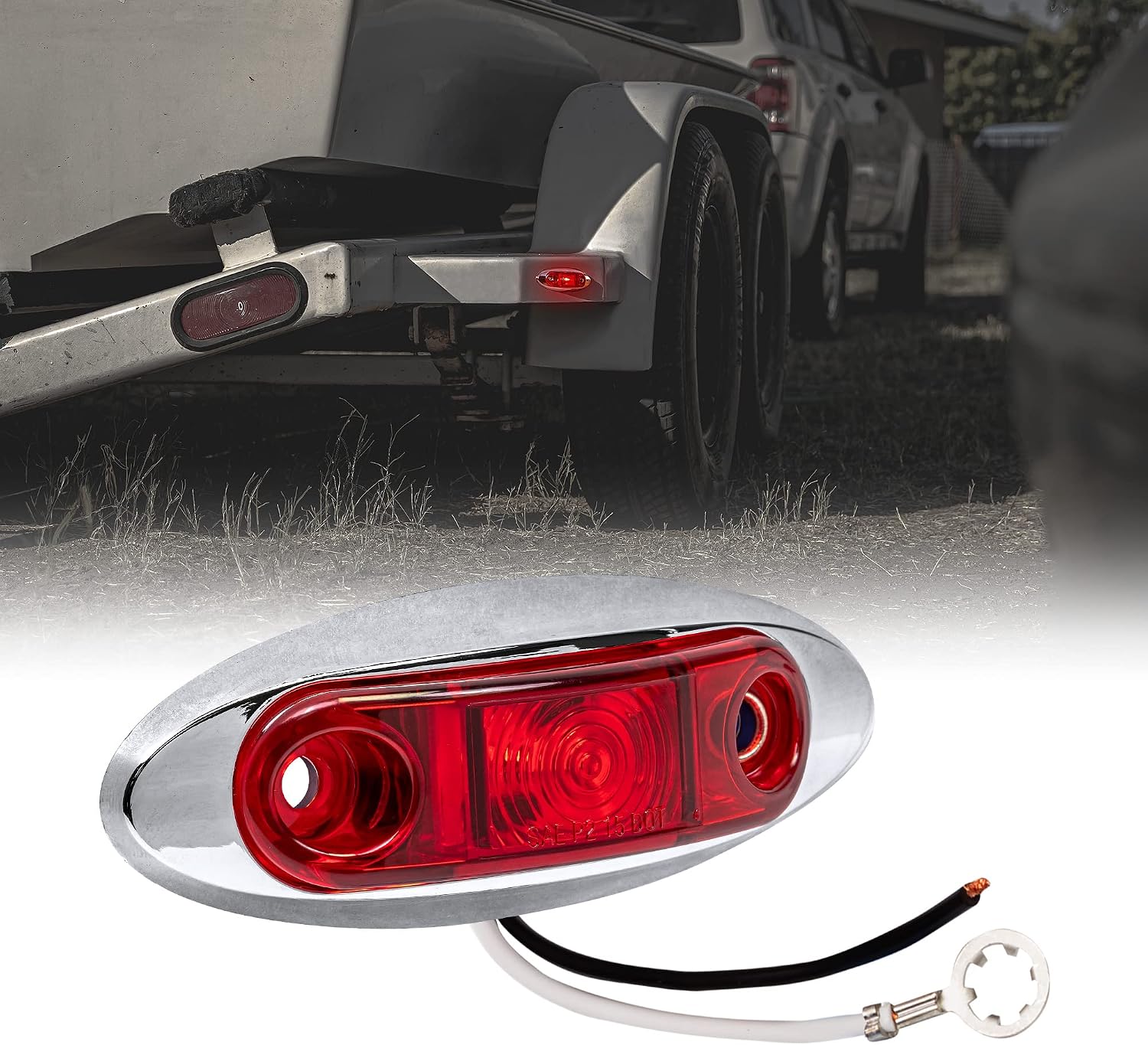 TRUE MODS 2pc 2.5" Amber Oval LED Trailer Marker Lights for Boat Trailer RV