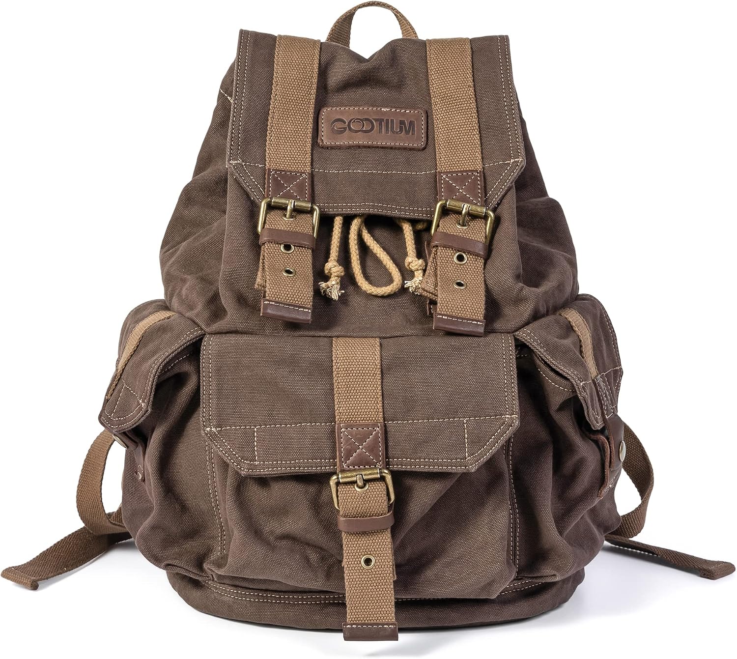 GOOTIUM 21101AMG Specially High Density Thick Canvas Backpack Rucksack, Field Tan, Large