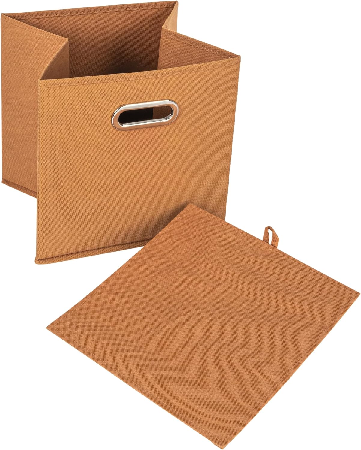Household Essentials Fabric Storage Bins 6 Piece Set, Strong Poly-Woven Fabric, Sturdy Chipboard Sides, Grommet Front Handle, Stackable and Foldable, Classic Design, Navy