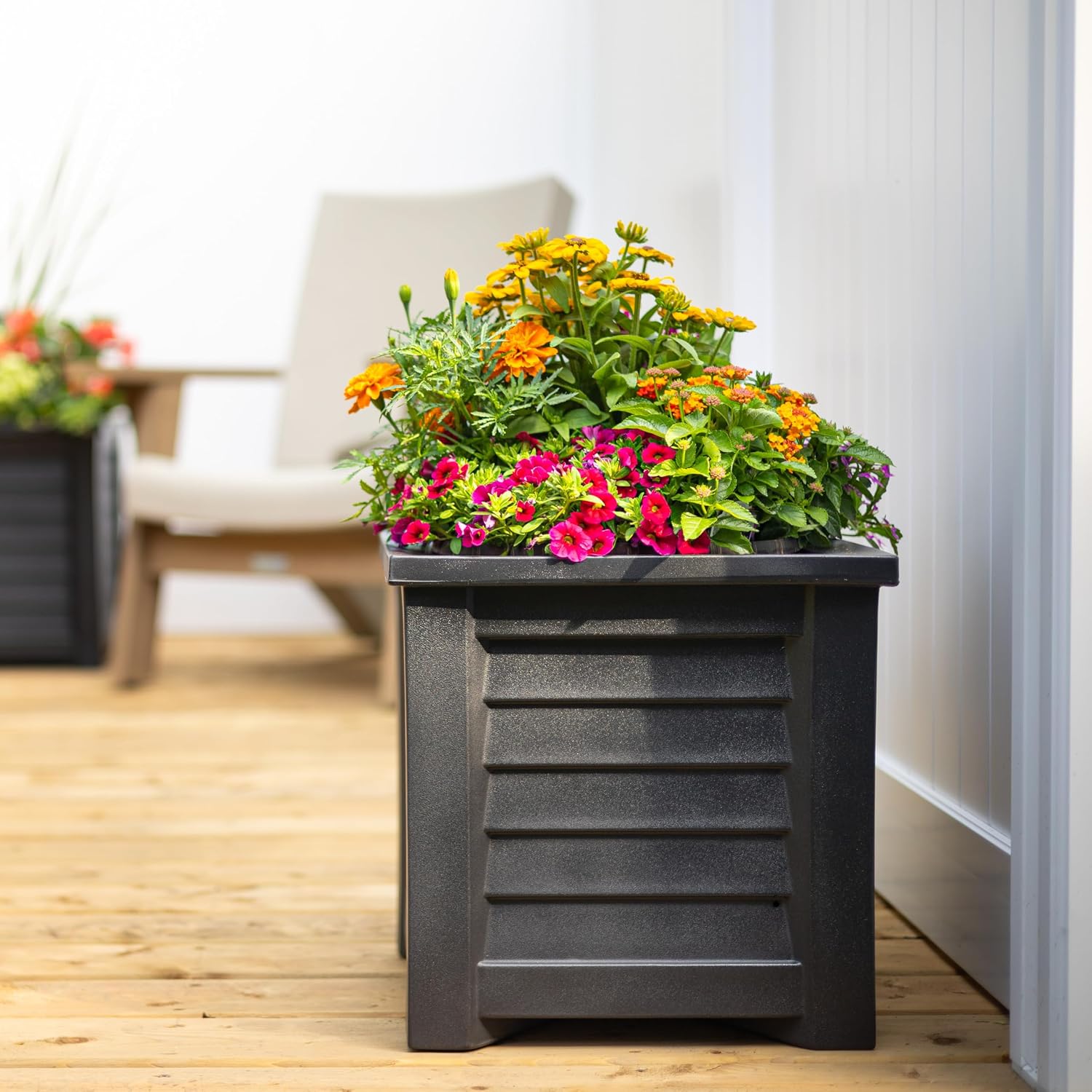 Mayne 5866-W Lakeland Square Patio Planter, 16x16, White