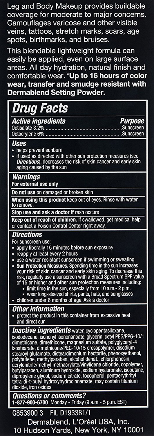Dermablend Leg & Body Makeup Foundation SPF 25, 35C, 3.4 fl oz