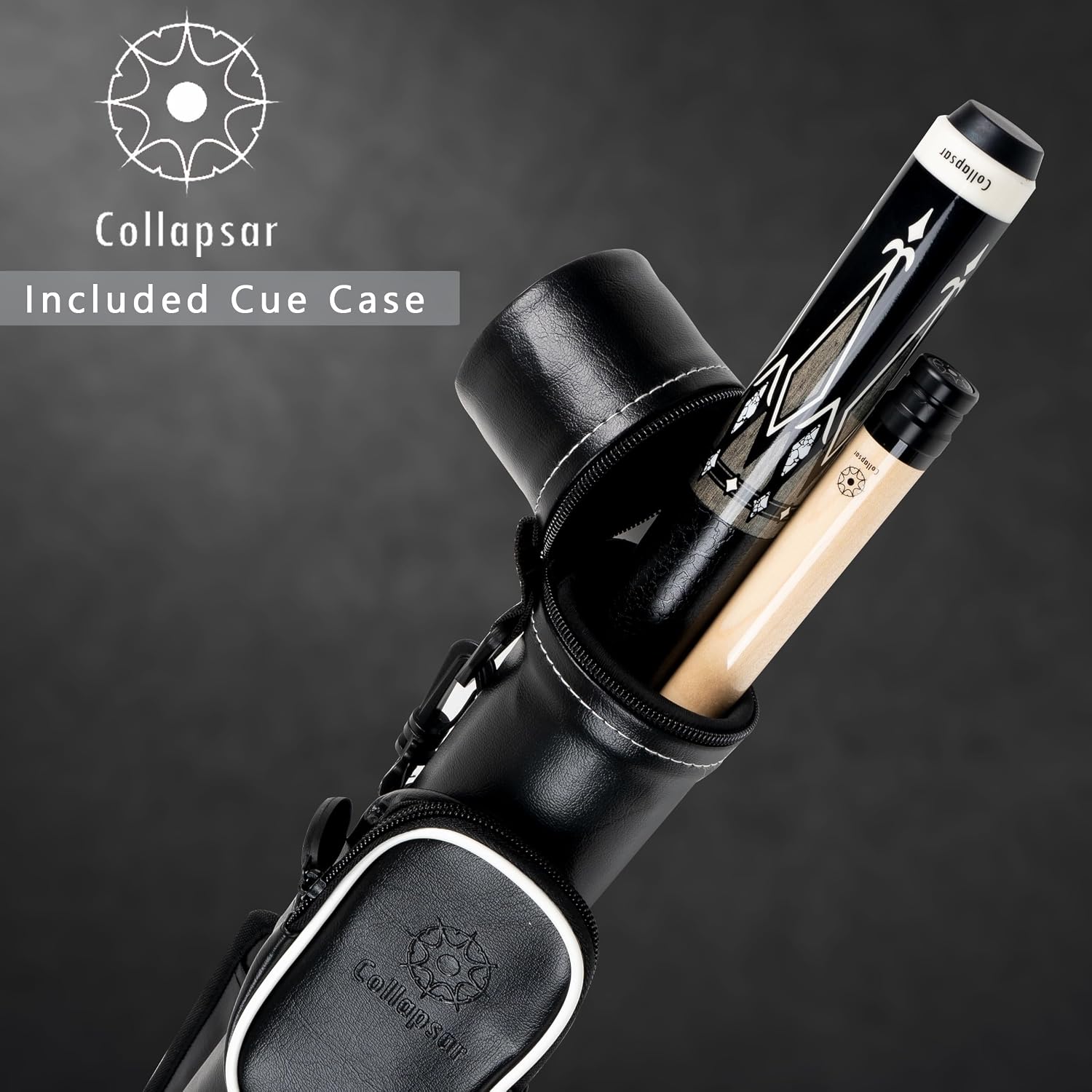 Collapsar CA Pool Stick with 1X1 Hard Case 58" Billiard Cue Stick | Canadian Maple Shaft with 13mm Cue Tip,19-21 oz Professional Pool Cue Set