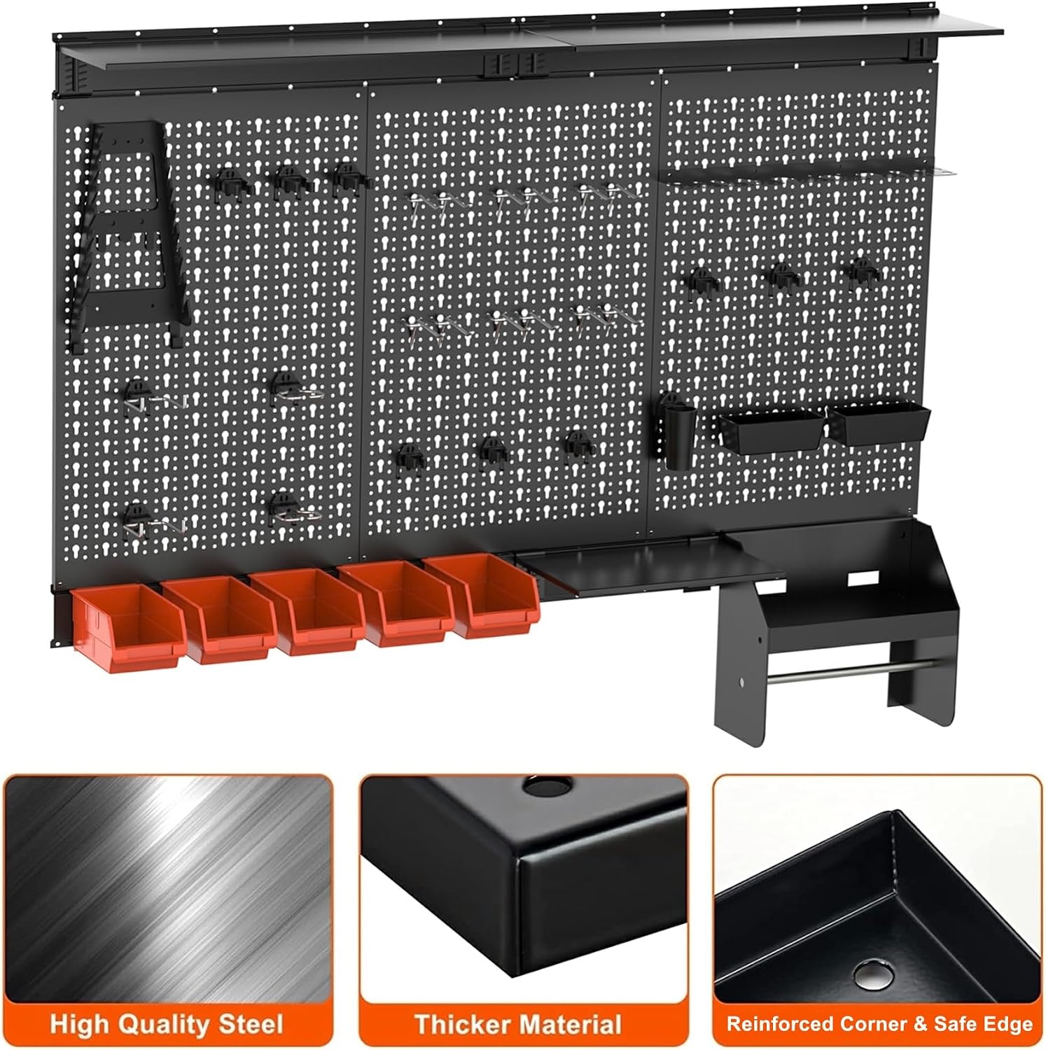 TORACK Pegboard Wall Organizer Kit 48x24 in, Garage Metal Tool Pegboard