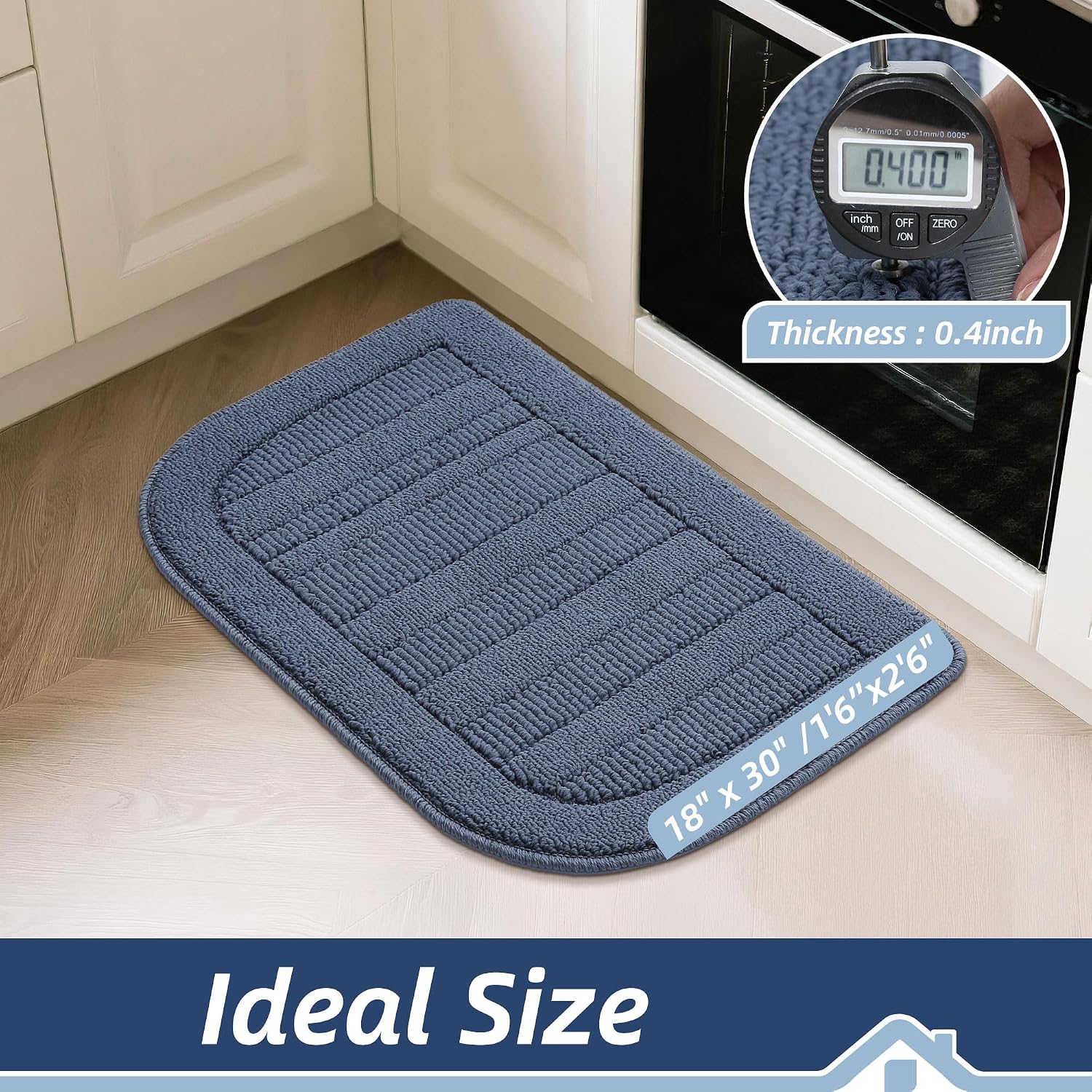 BEQHAUSE 30x18 Inch Kitchen Rugs Non Slip Washable Kitchen Sink Rug, Green