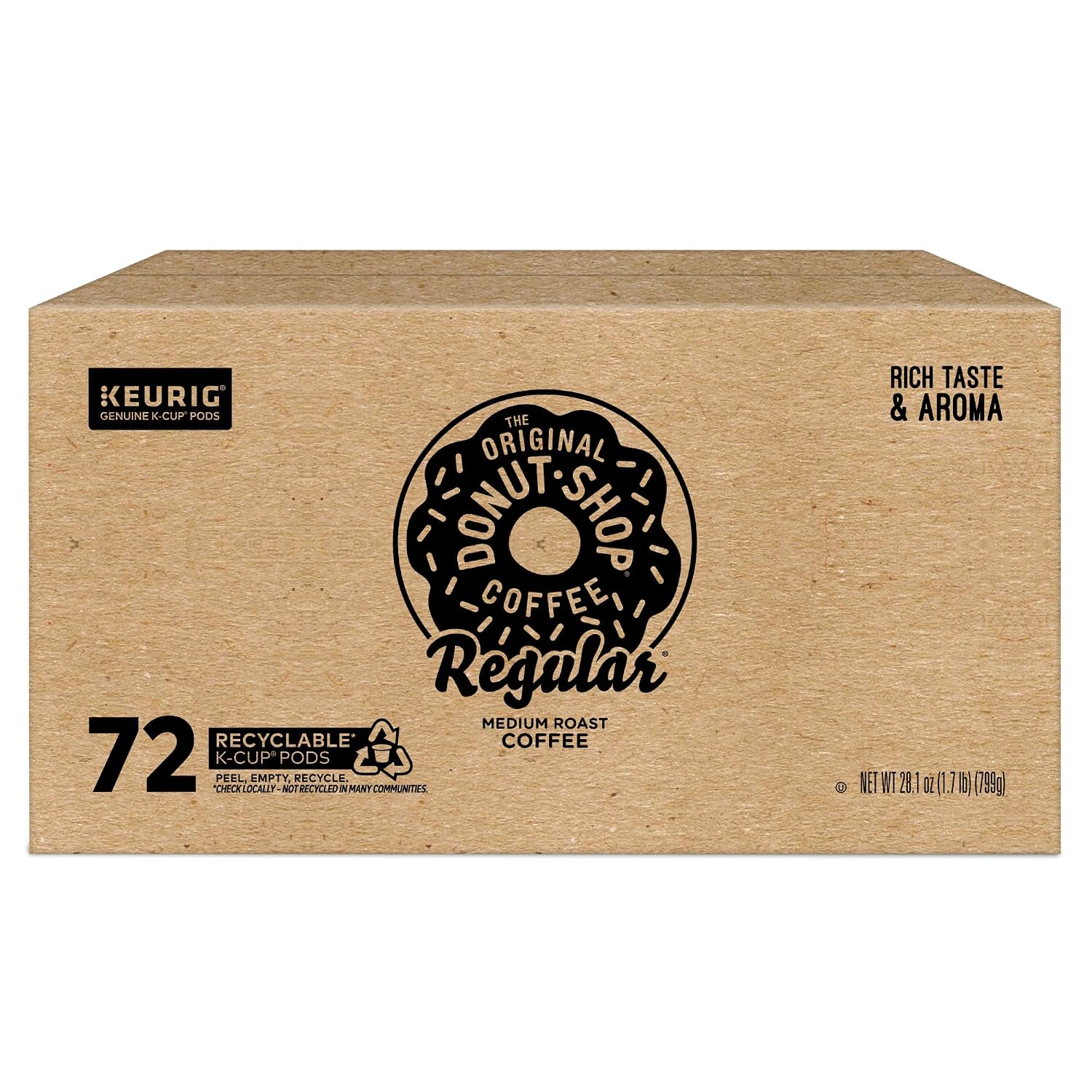 The Original Donut Shop Regular, Single-Serve Keurig K-Cup Pods, Medium Roast Coffee Pods, 96 Count