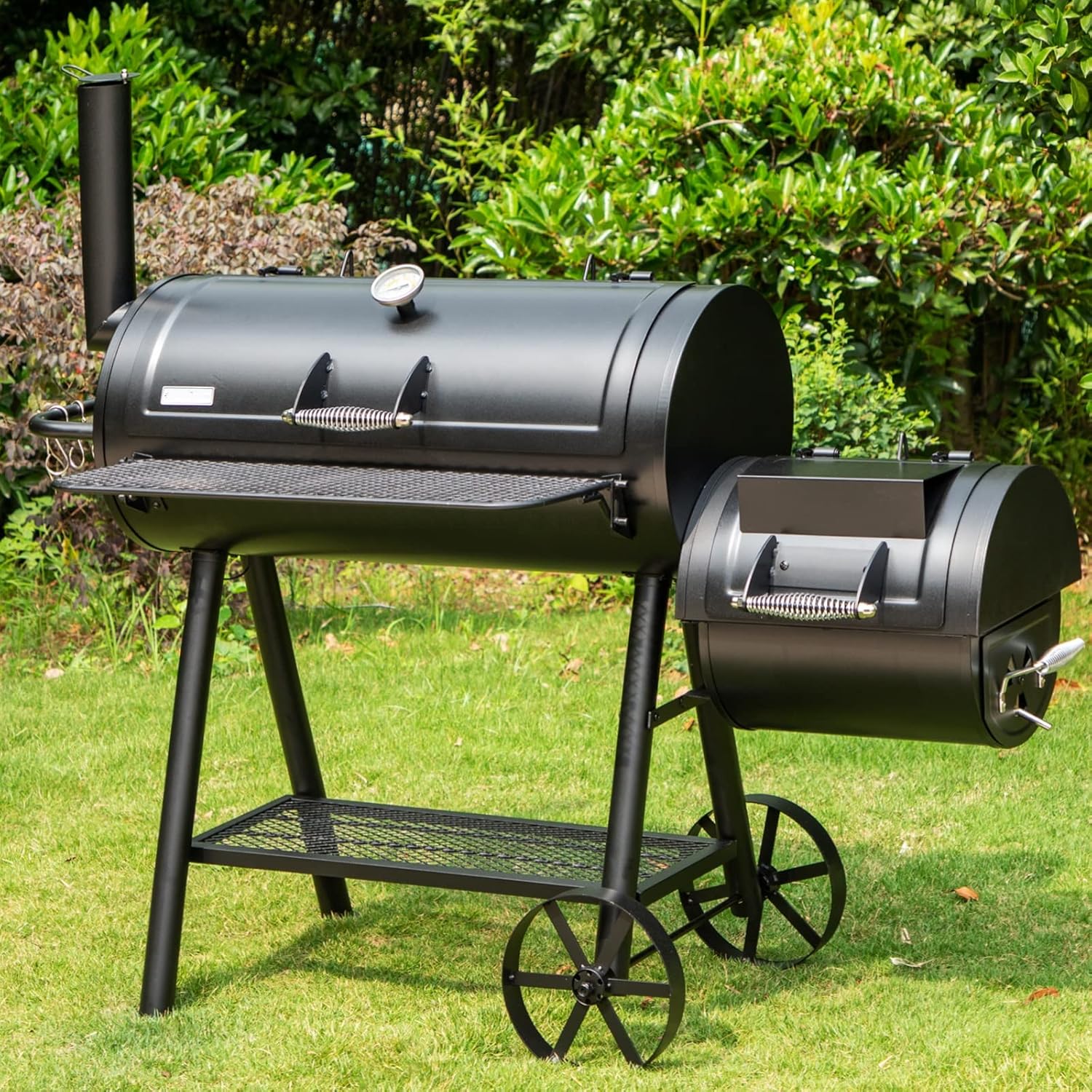Sophia & William Vertical Offset Charcoal Smoker 961 SQ.IN. Cooking Area | Extra Large Heavy-Duty Outdoor BBQ Gill Offset Smoker with Warming Tray, Push-out Ash Tray for Outdoor Cooking, Black