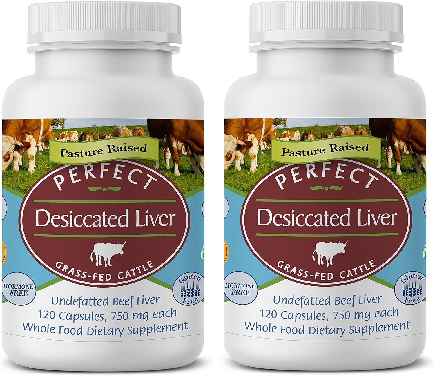 Perfect Supplements – Perfect Desiccated Liver – 120 Capsules - Undefatted Beef Liver – Natural Source of Protein, Iron, Vitamins A & B