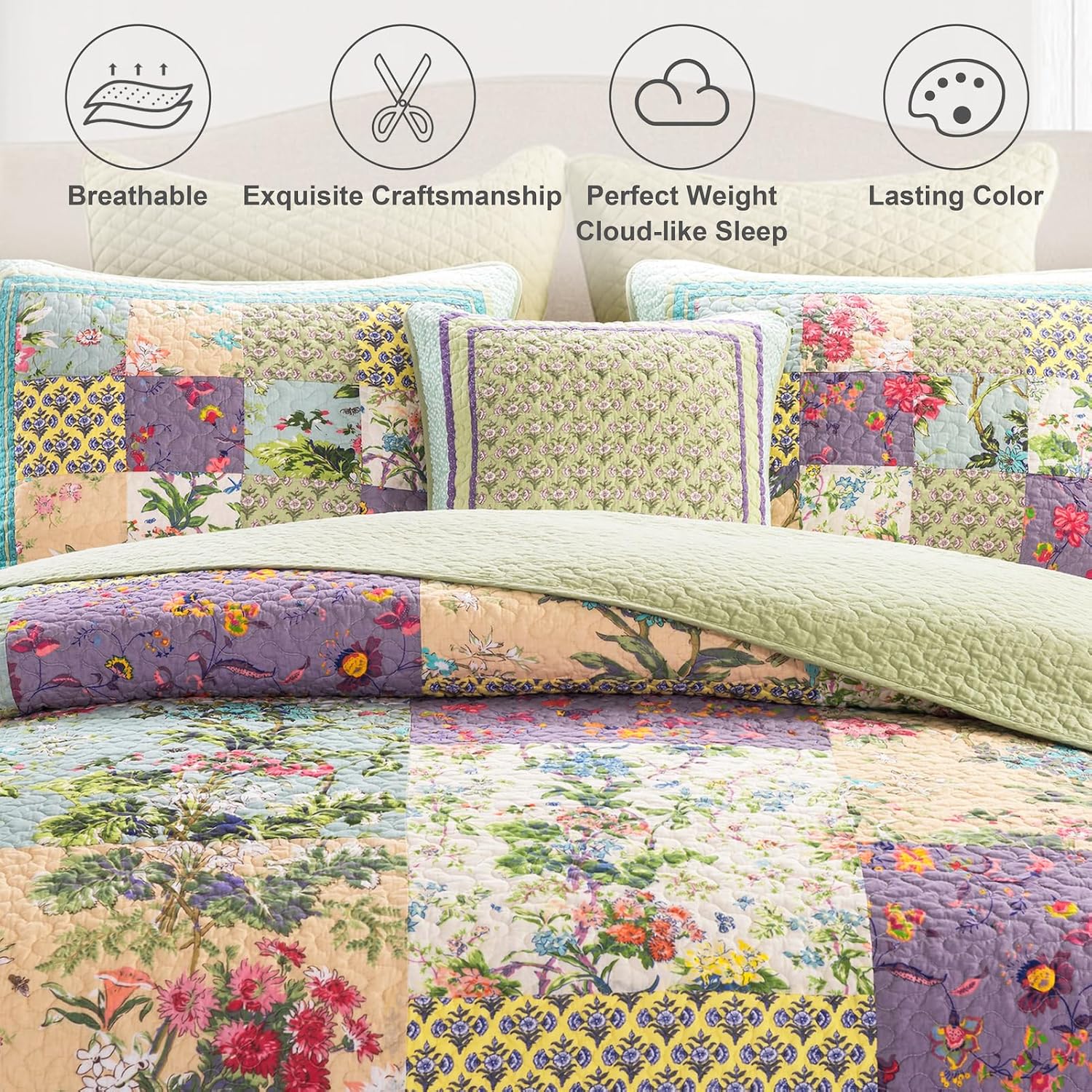 YAYIDAY Quilts Queen Size Patchwork Bedspread Set