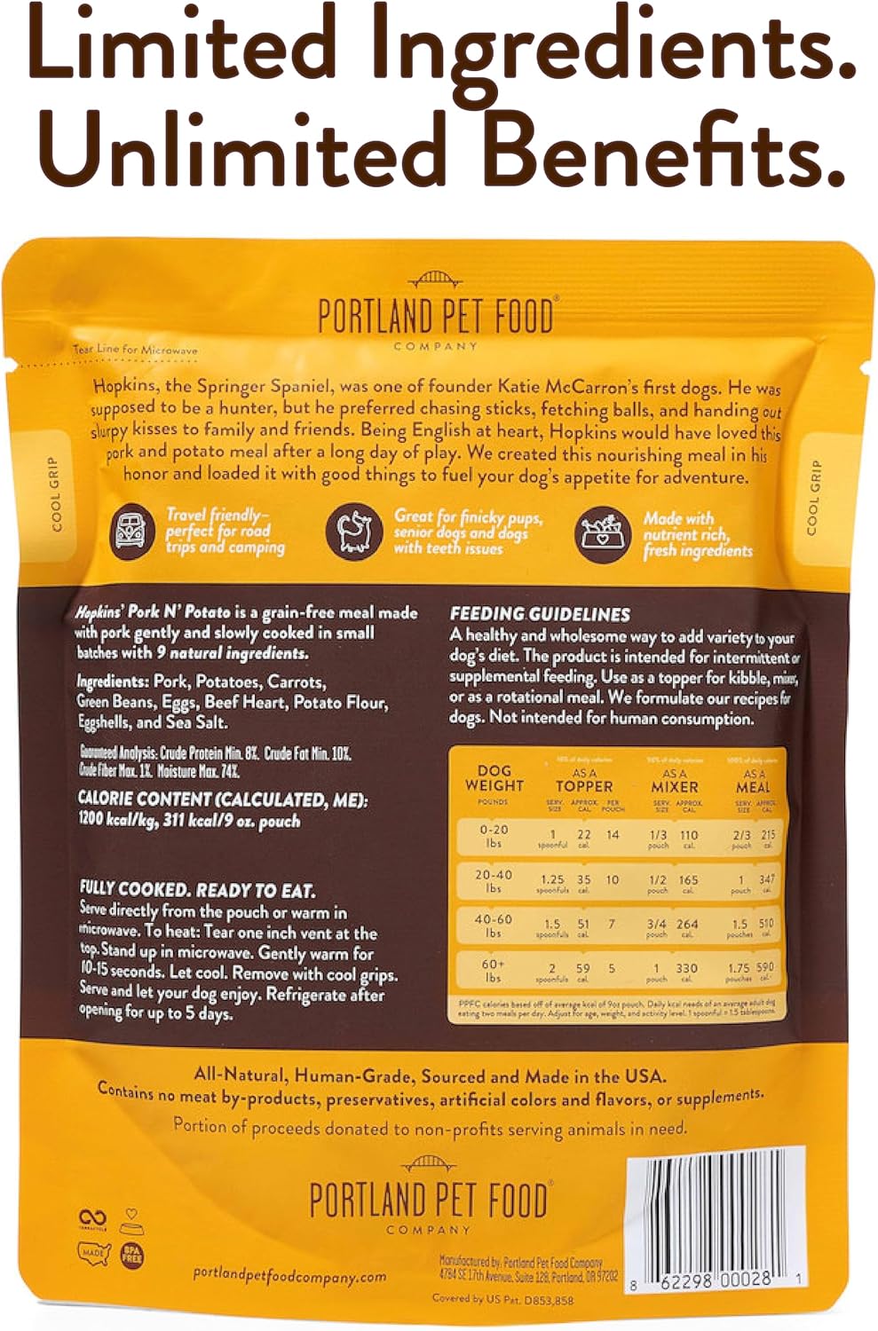 Portland Pet Food Company Fresh, Human Grade Dog Food Topper & Meal 5 Pack