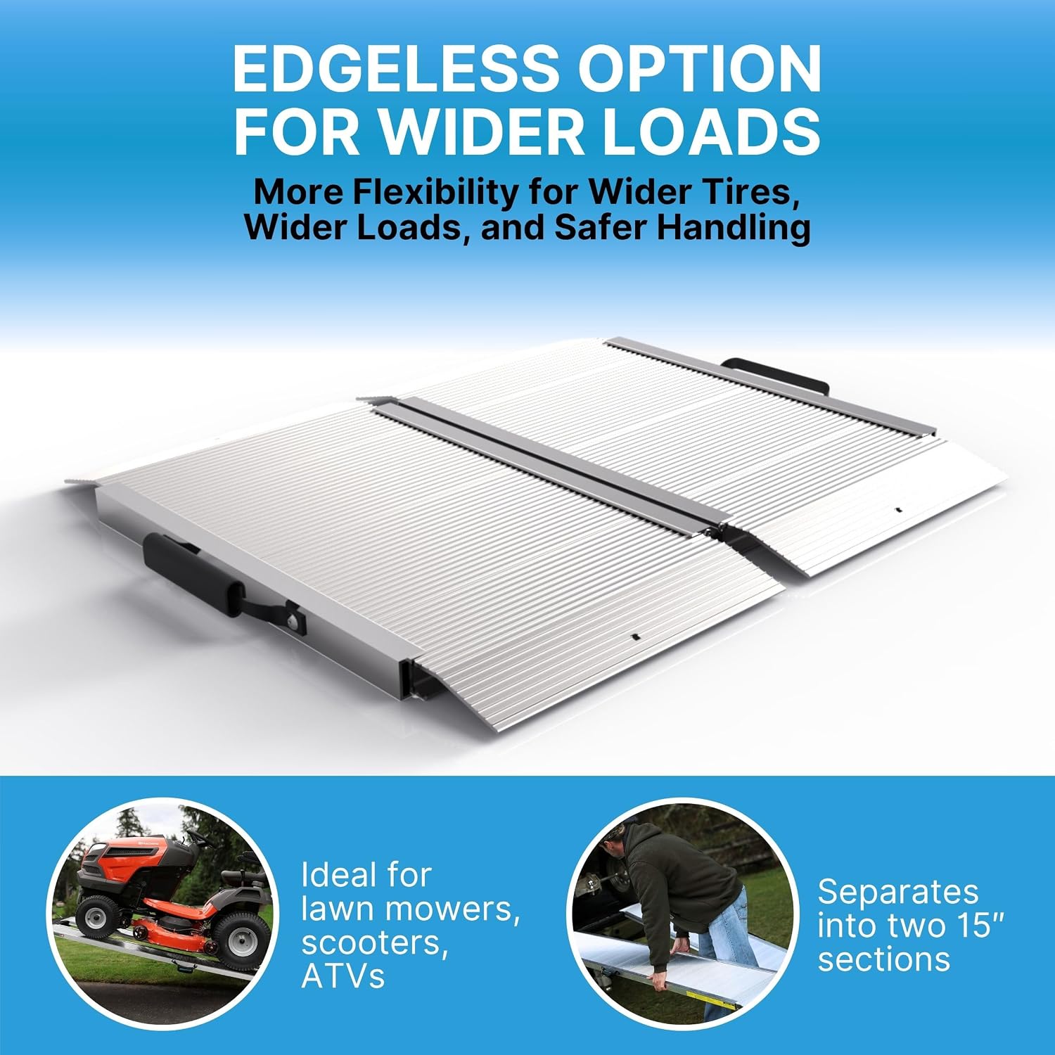 EZ-ACCESS TRAVERSE Aluminum Singlefold Folding Ramp, Portable Loading Ramps for Wheelchairs, Motorcycles, Lawn Tractors & ATVs, Heavy Duty Aluminum Folding Ramps with Carrying Handles (Silver, 4 Foot)