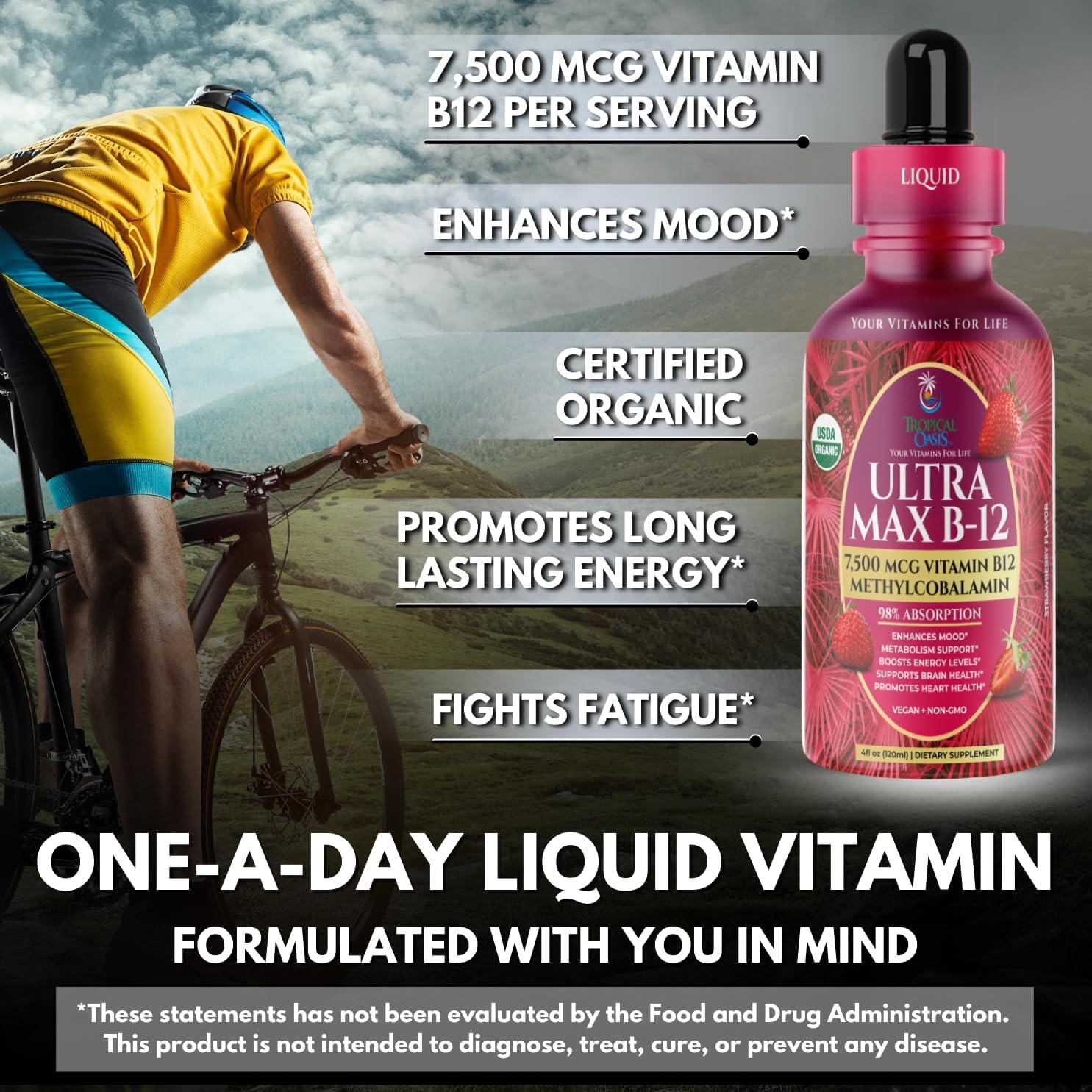 ULTRA MAX B12 | Max Potency 5000mcg Vitamin B12 Sublingual Liquid Drops | Methyl B12 (Methylcobalamin) | Max 98% Absorption Rate | Increase Energy &