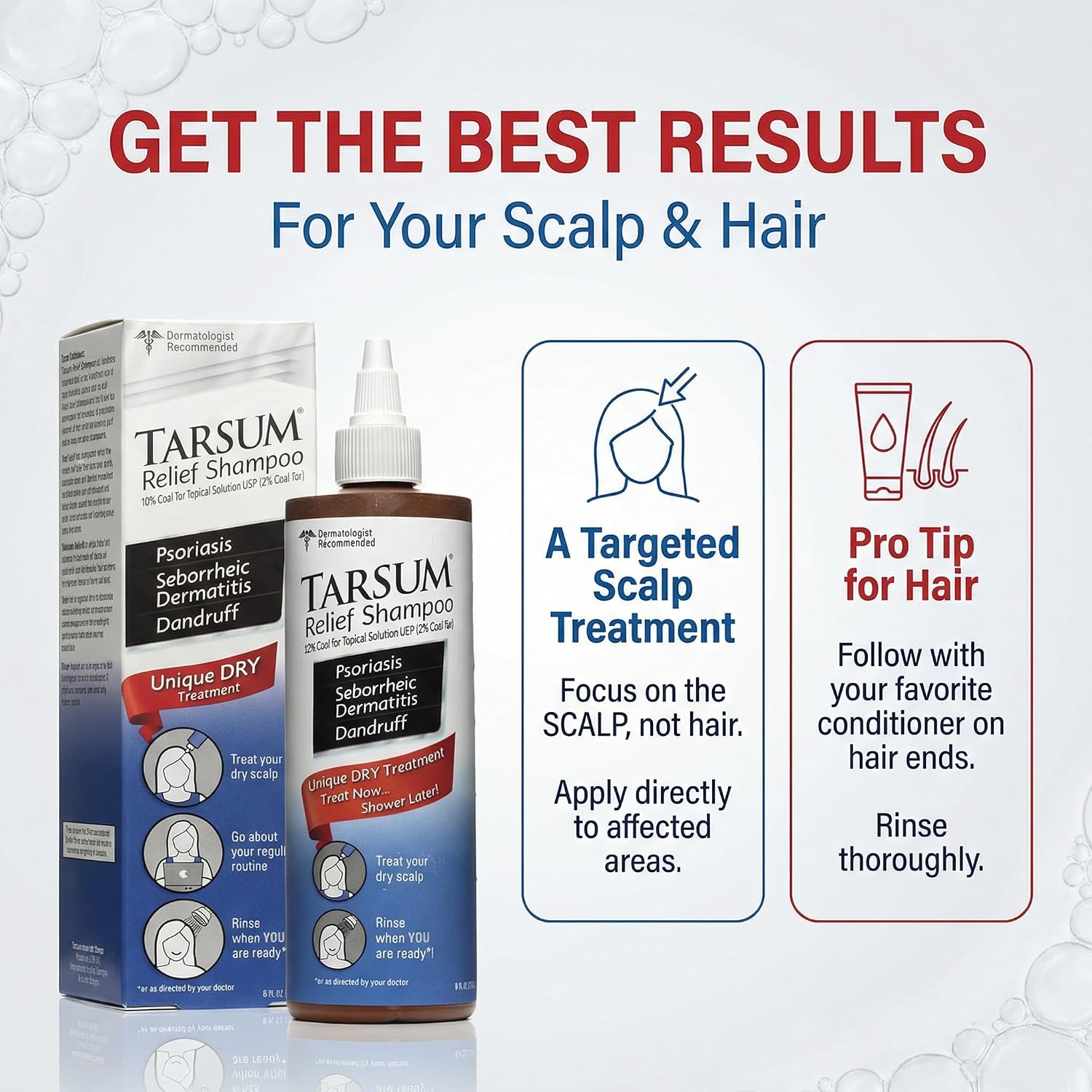 Tarsum Extra Strength Psoriasis Shampoo - Coal Tar Shampoo and Conditioner for Scalp Psoriasis, Seborrheic Dermatitis, Severe Dandruff, & Eczema - Exfoliating Relief for Flaky, & Itchy Scalp (4 oz)