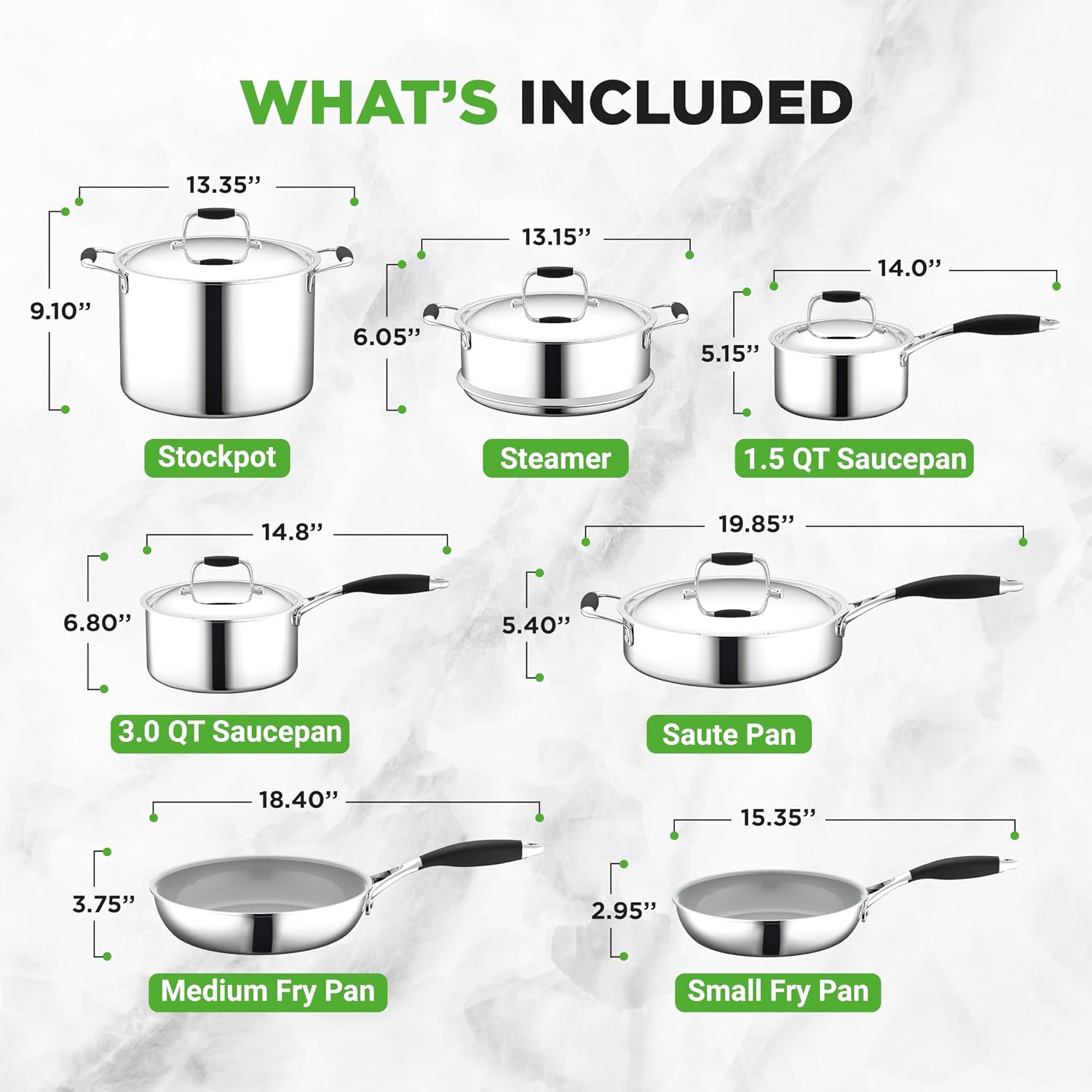 NutriChef Professional 12-Piece Nonstick Cookware - PFOA/PFOS-Free, Heat Resistant Lacquer, Elegant Design, Multi-Sized Pots and Pans, Teal/Gray/Green