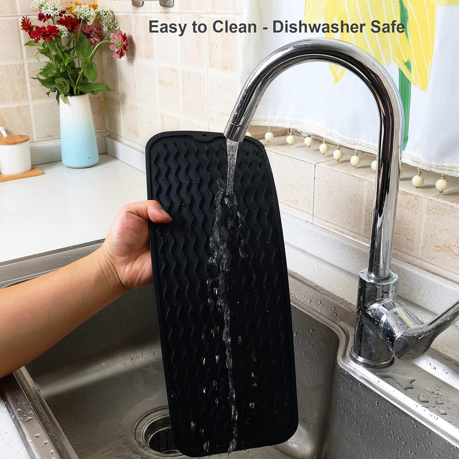ZLR Silicone Dish Drying Mat for Kitchen Counter, Eco-Friendly Fast Dry Dish Mat, Easy Clean Multi Usage Drying Matt, Heat Resistant Trivet