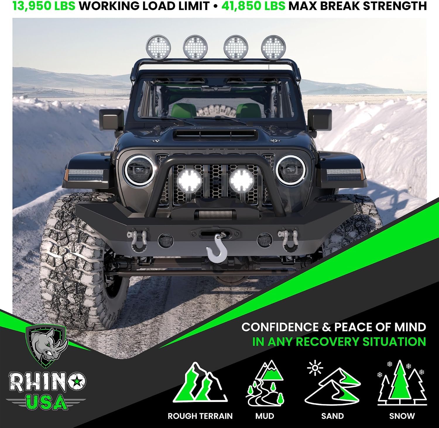 Rhino USA D Ring Shackles (2-Pack) - 41,850lb Break Strength