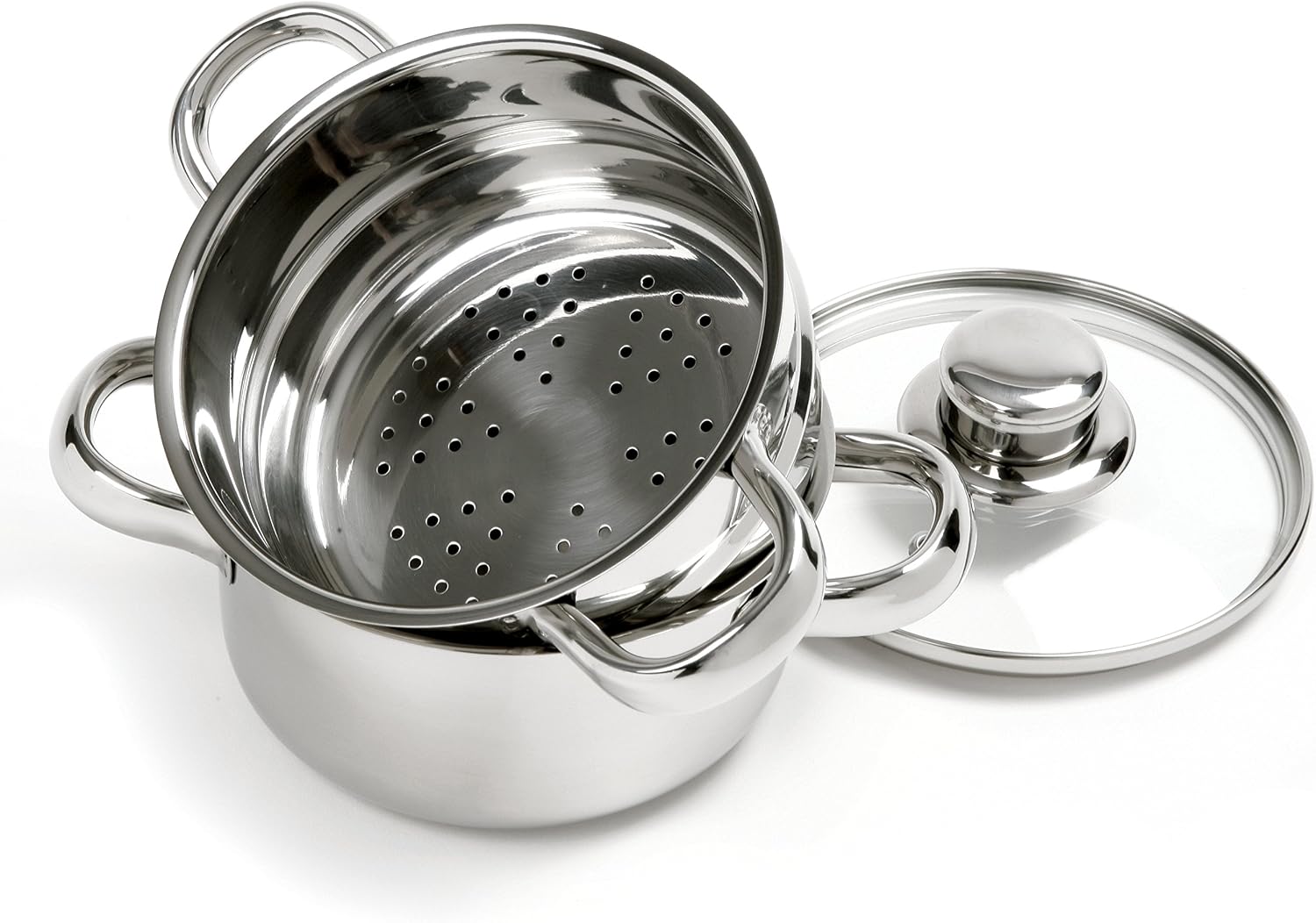 Norpro 1-Quart Stainless Steel Mini Steamer Cooker Set (3 Piece)