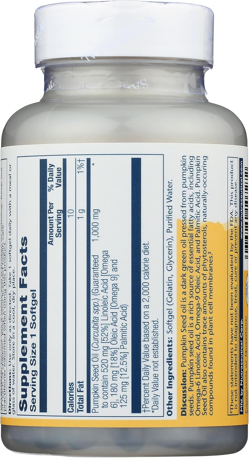 Solaray Pumpkin Seed Oil Capsules - Natural Omegas Pumpkin Seed Oil Extract Supplement for Women & Men
