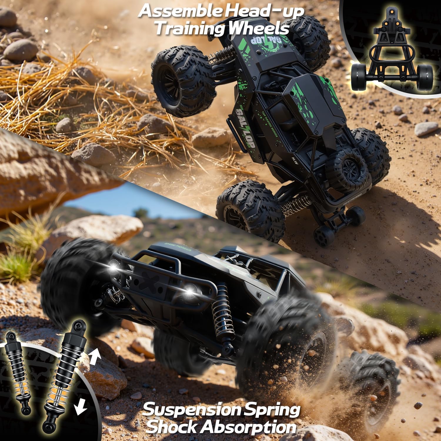 1:16 RC Cars for Adult,45km/h 4WD Off-Road Remote Control Car All-Terrain Fast RC Truck with Two 1500mAh Batteries