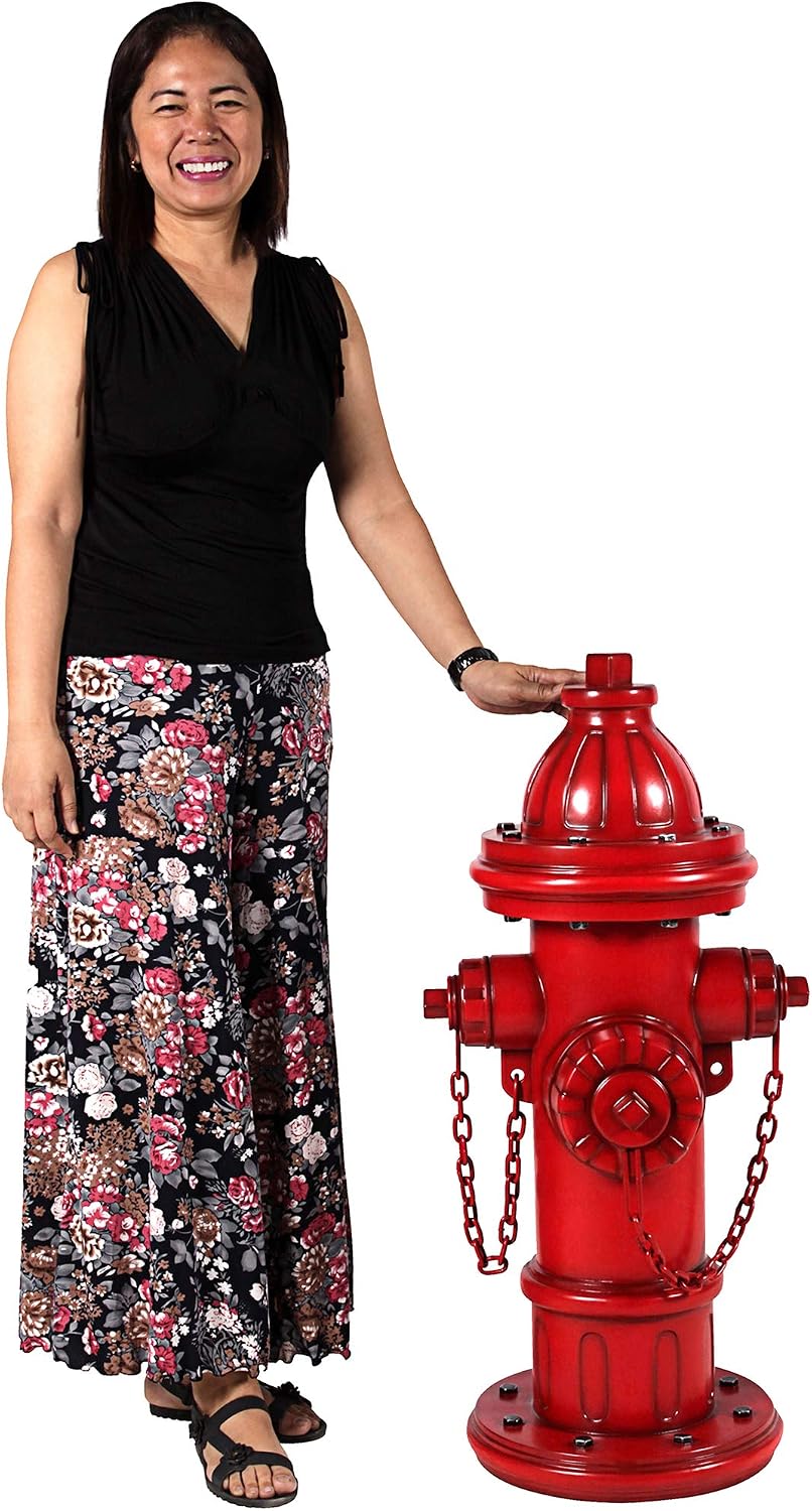 Design Toscano Dog's Second Best Friend Fire Hydrant Pee Post Indoor/Outdoor Statue, Medium 14 Inch Tall, Cast Stone Resin, Red Painted Finish