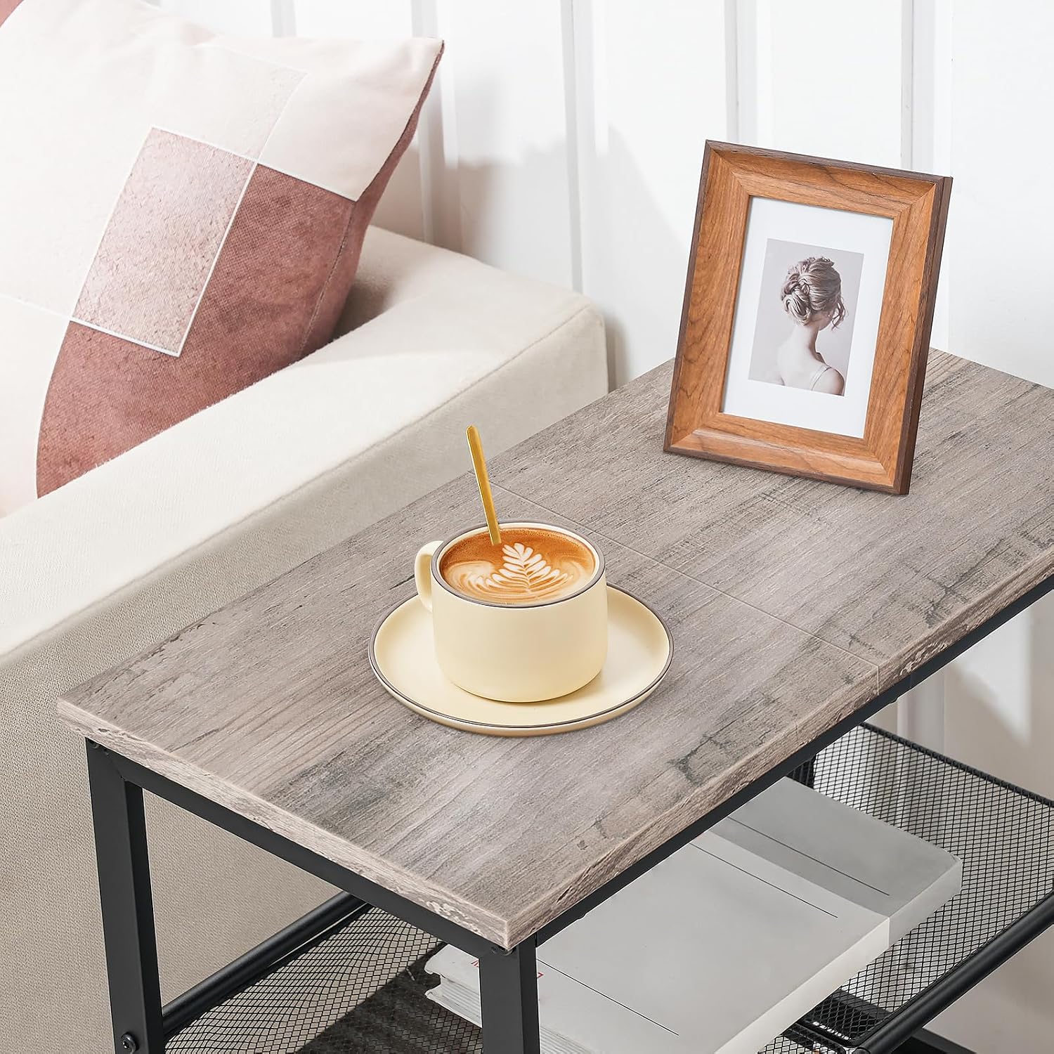 HOOBRO End Table, 3-Tier Narrow Side Table, Nightstand with 2 Flat or Slant Adjustable Shelves for Small Spaces, Hallway, Living Room, Bedroom, Sturdy