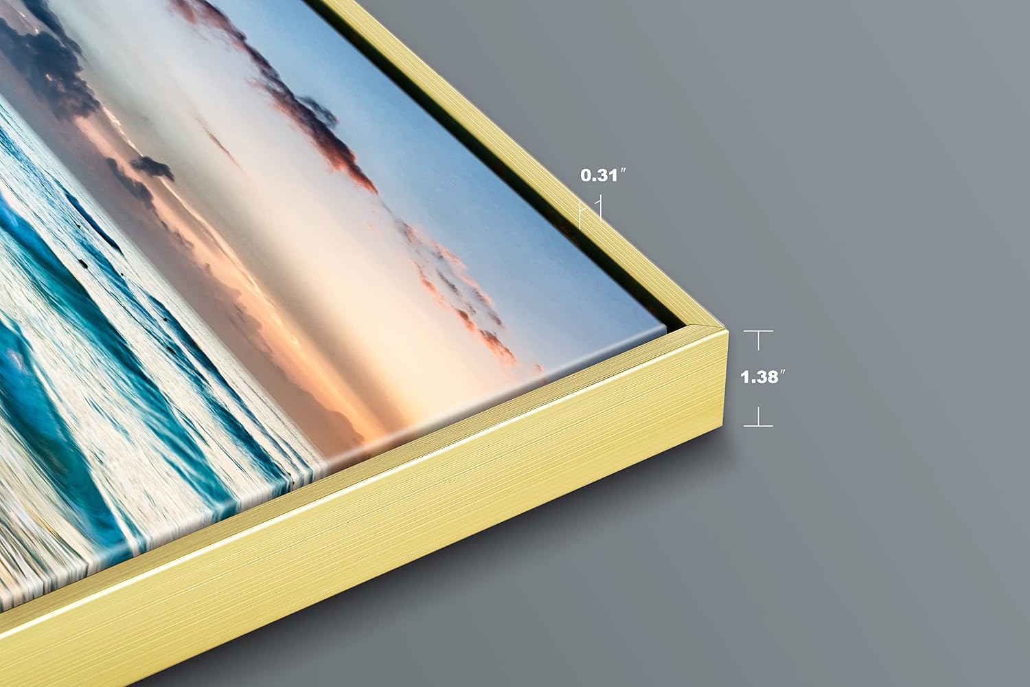 Wieco Art 3 Panel Blue Beach Canvas Wall Art for Home Decor Sunset White Wave Beach Pictures on Canvas Sea View Canvas Prints Artwork for Wall Decor