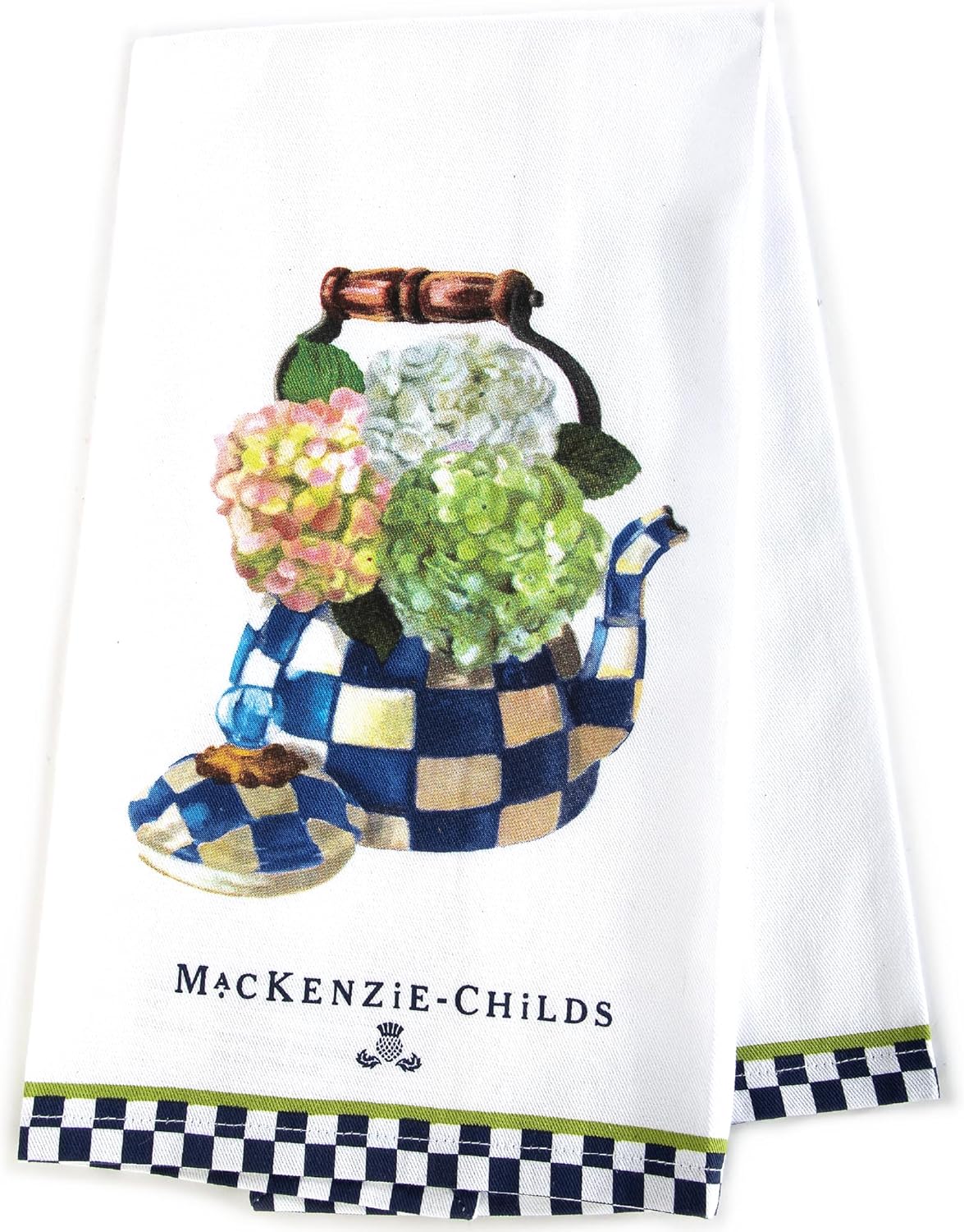 MACKENZIE-CHILDS Cotton Dish Towel, Hydrangea Tea Kettle