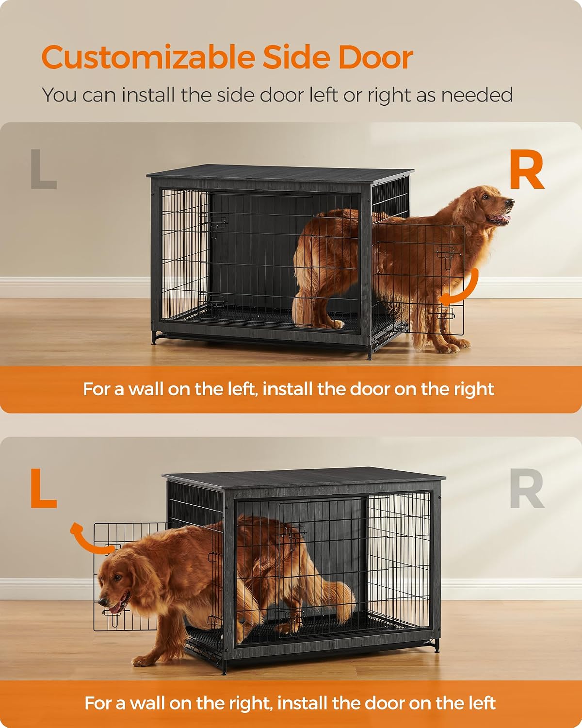 Feandrea 27.2" Dog Crate Furniture, Indoor Dog Kennel Side End Table
