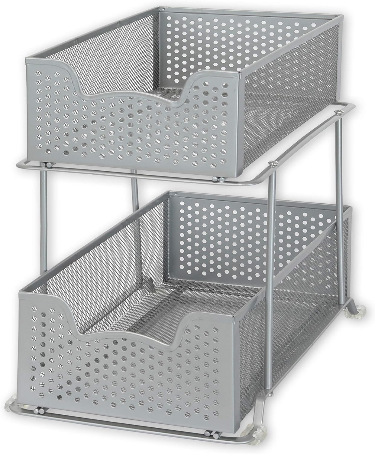 Simple Houseware 2 Tier Sliding Cabinet Basket Organizer Drawer, White