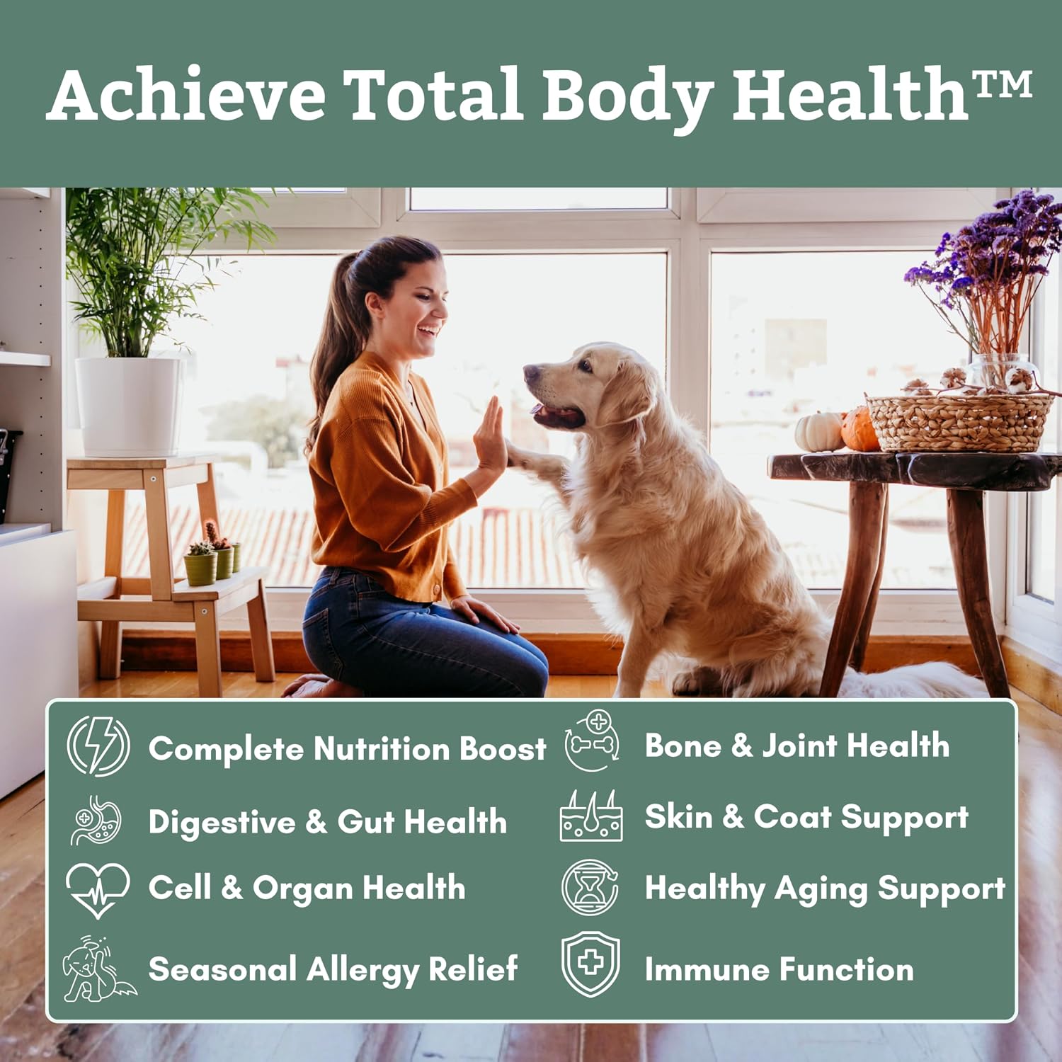 Organic Dog Vitamins | 1 Lb | 45 Scoops | Daily Dog Multivitamin with Prebiotics, Probiotics for Immune Support, Skin Coat, Digestion, & Joint Health | Canine Complete