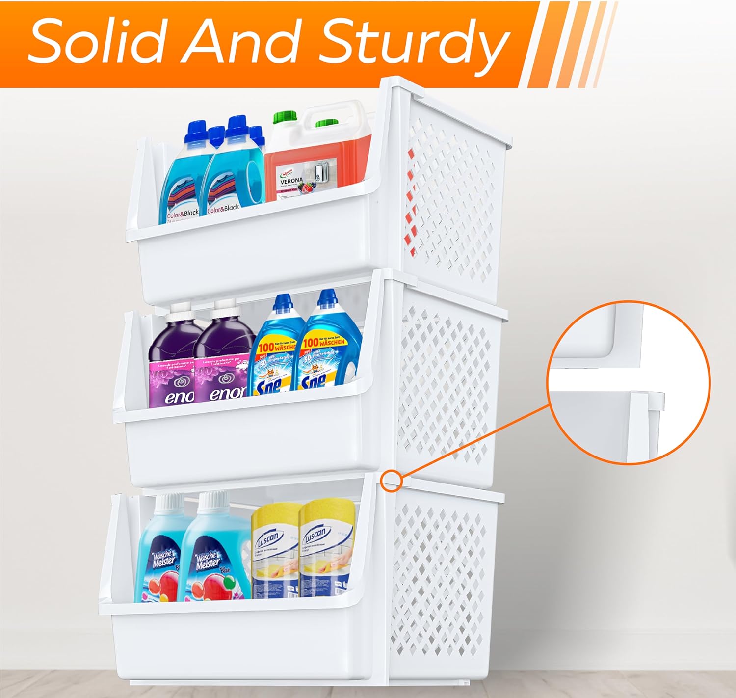 Skywin Stackable Storage Bins Open Front for Pantry Storage, 4 Pack - Black