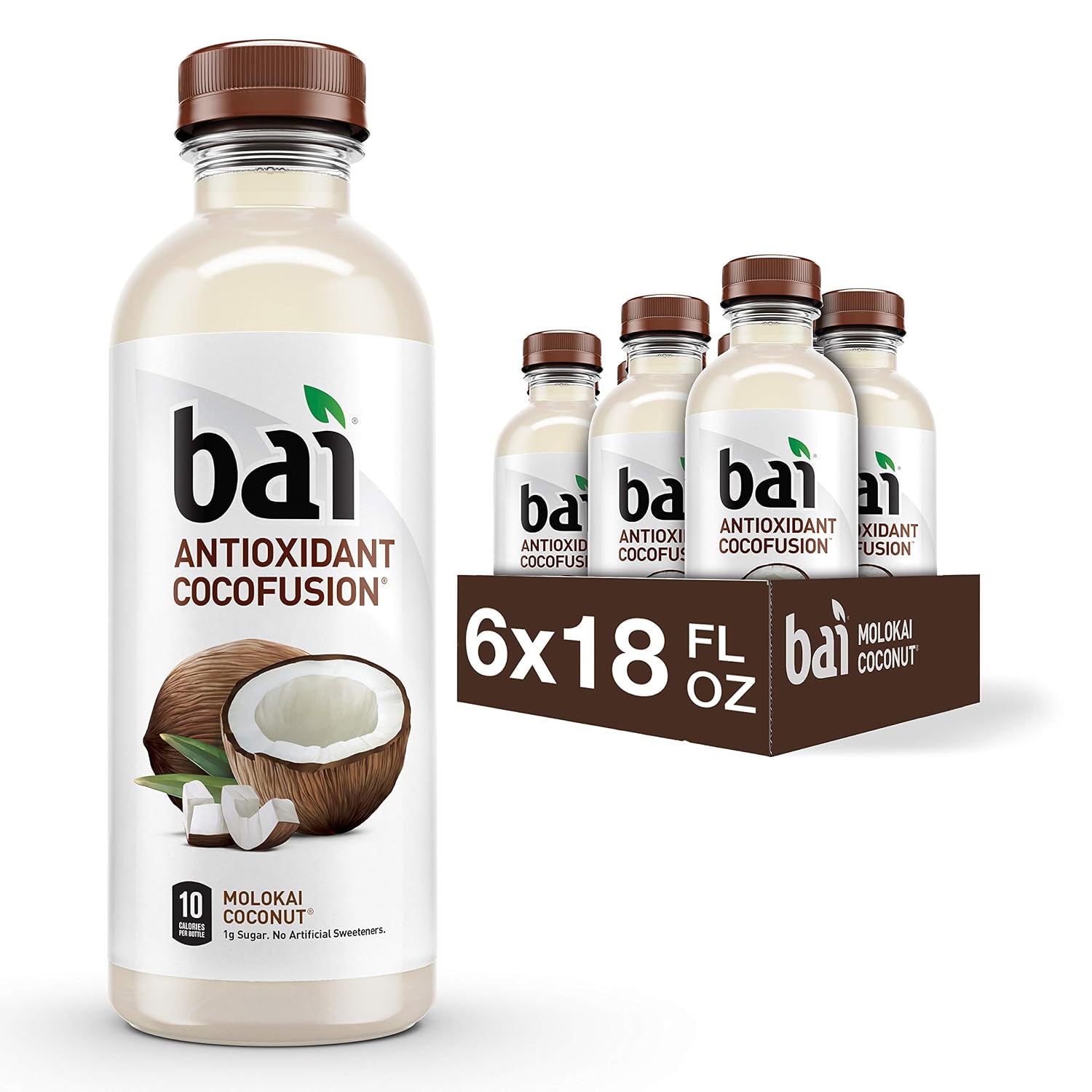 Bai Coconut Flavored Water Puna Coconut Pineapple, Antioxidant Infused, Coconut Pineapple Flavored Water Drink, 18 Fluid Ounce Bottles, 6 Count