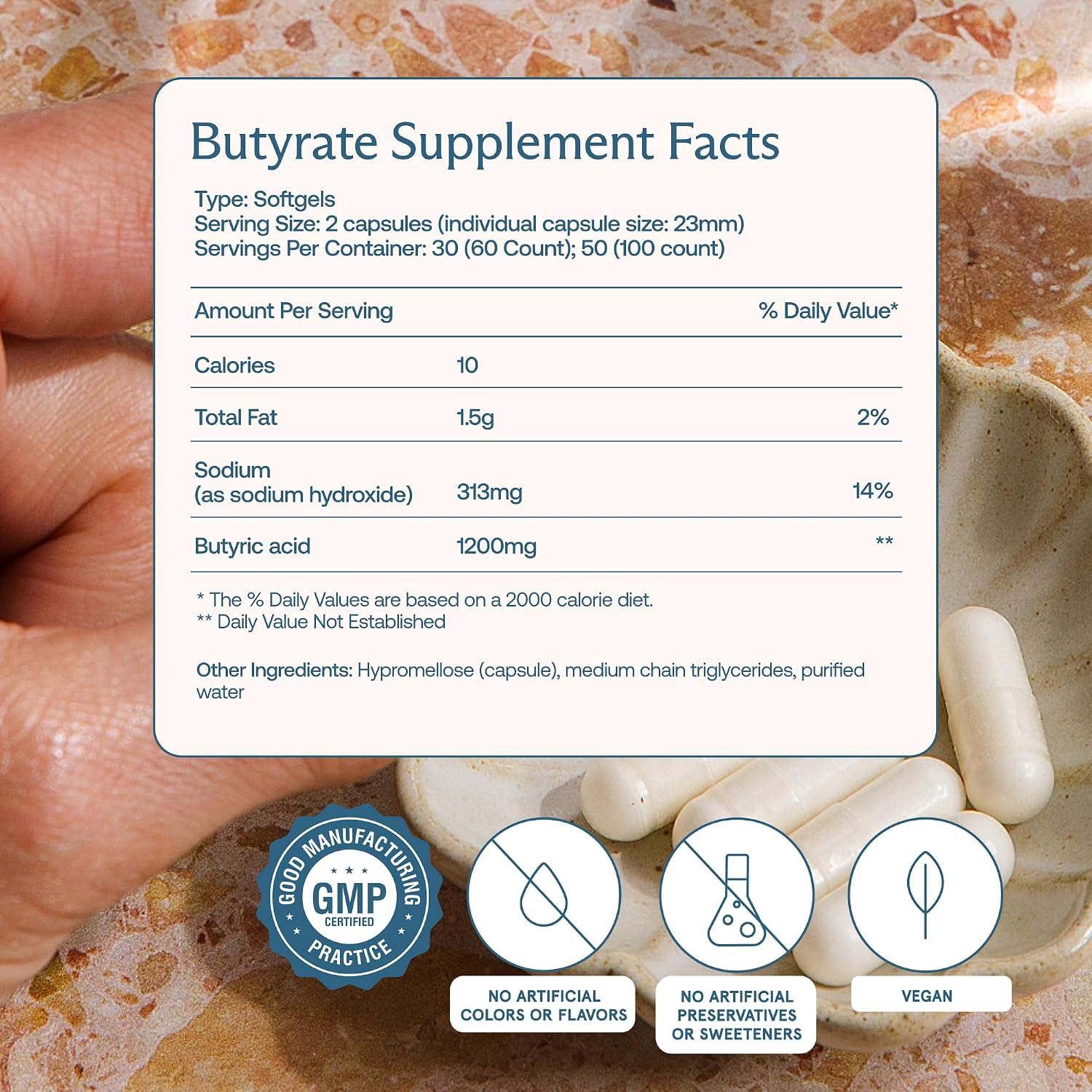 BodyBio Butyrate Sodium- Postbiotic for Gut & Digestive Support | Gut Health, Digestive Support, Bloating, Gas & Constipation Relief, Leaky Gut Repair