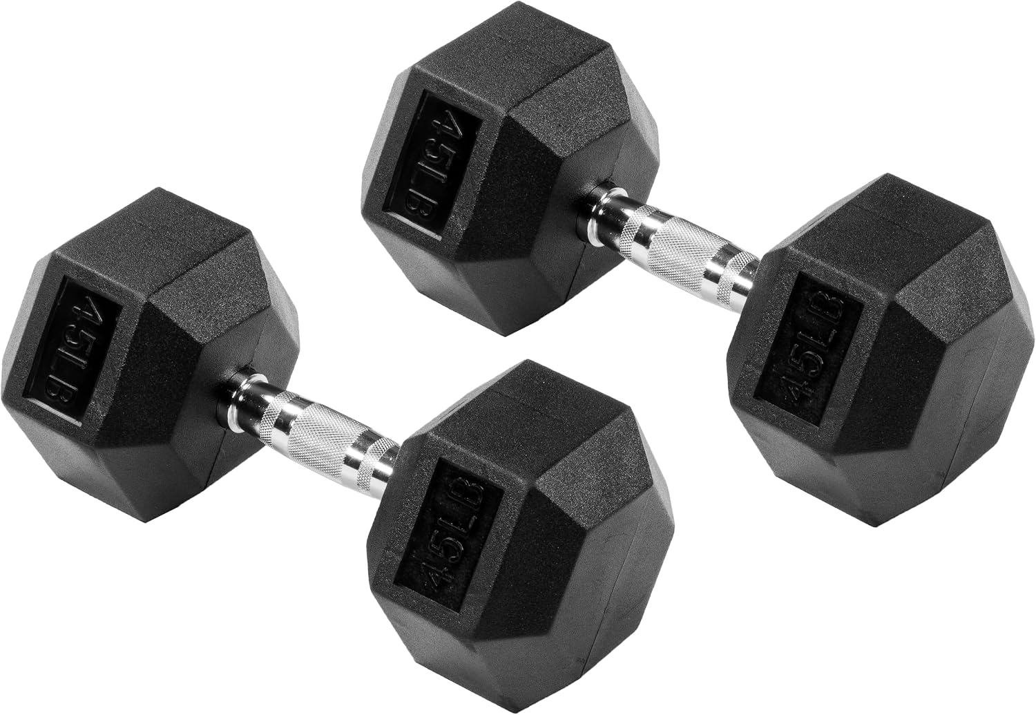Rubber Encased Hex Dumbbell with Knurled Alloy Material Non-slip Handle, Basic Professional Dumbbell