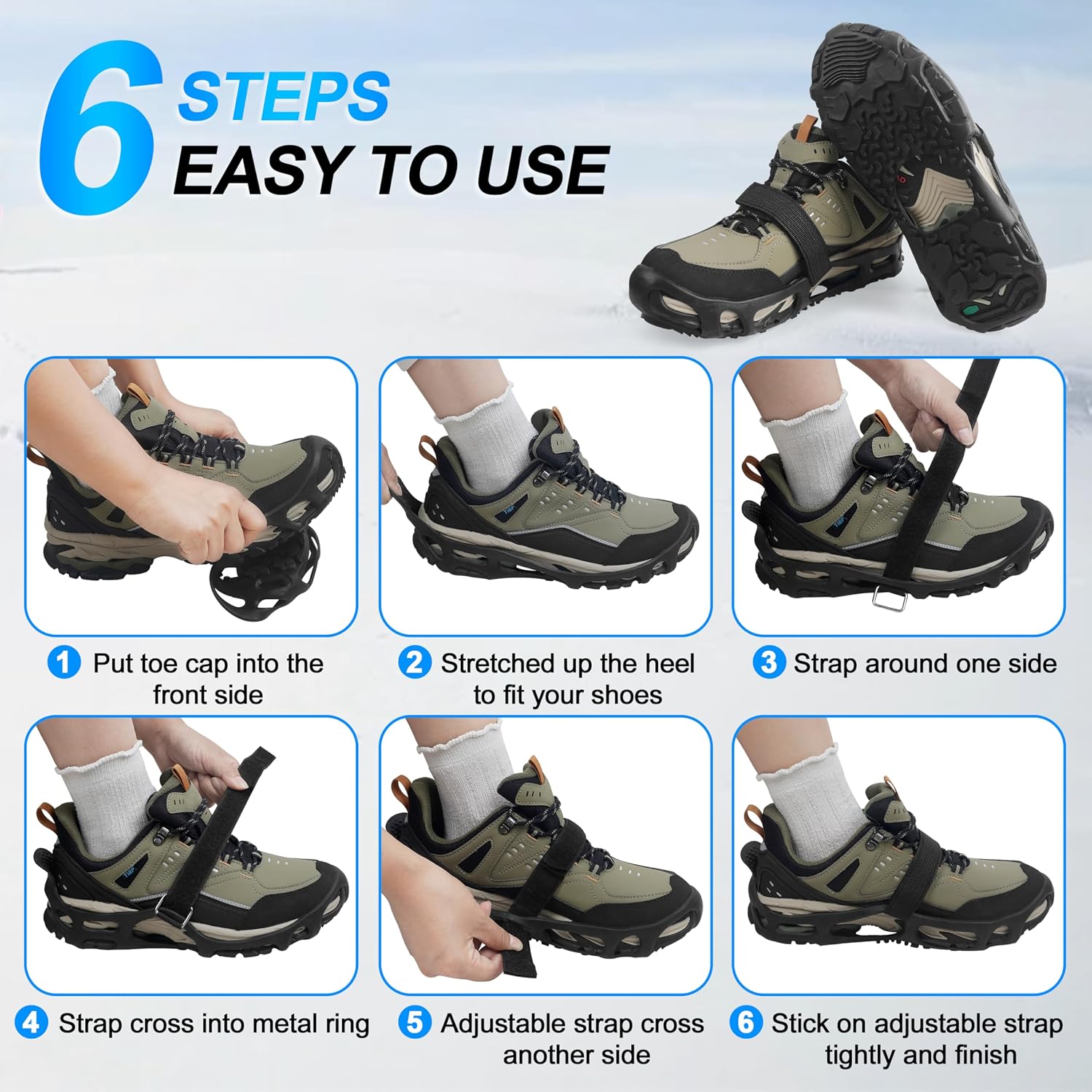 Spikeless Ice Cleats Roofing Shoe Covers Anti-Slip Rubber Traction Overshoes for Metal Roof Wet Floors Wood Deck Snow Work Boots Unisex for Roofers Construction Warehouse Workers