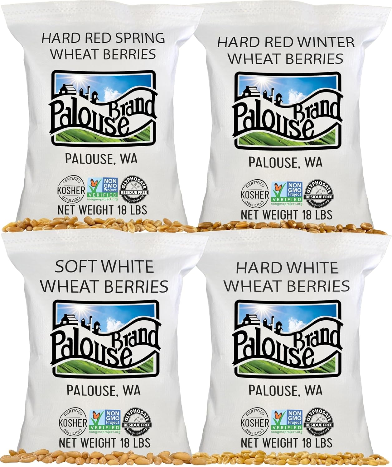 Palouse Brand Certified Glyphosate Residue Free Soft White Wheat Berries | 5 LBS | Family Farmed in Washington State | Non-GMO Project Verified | Kosher | Field Traced