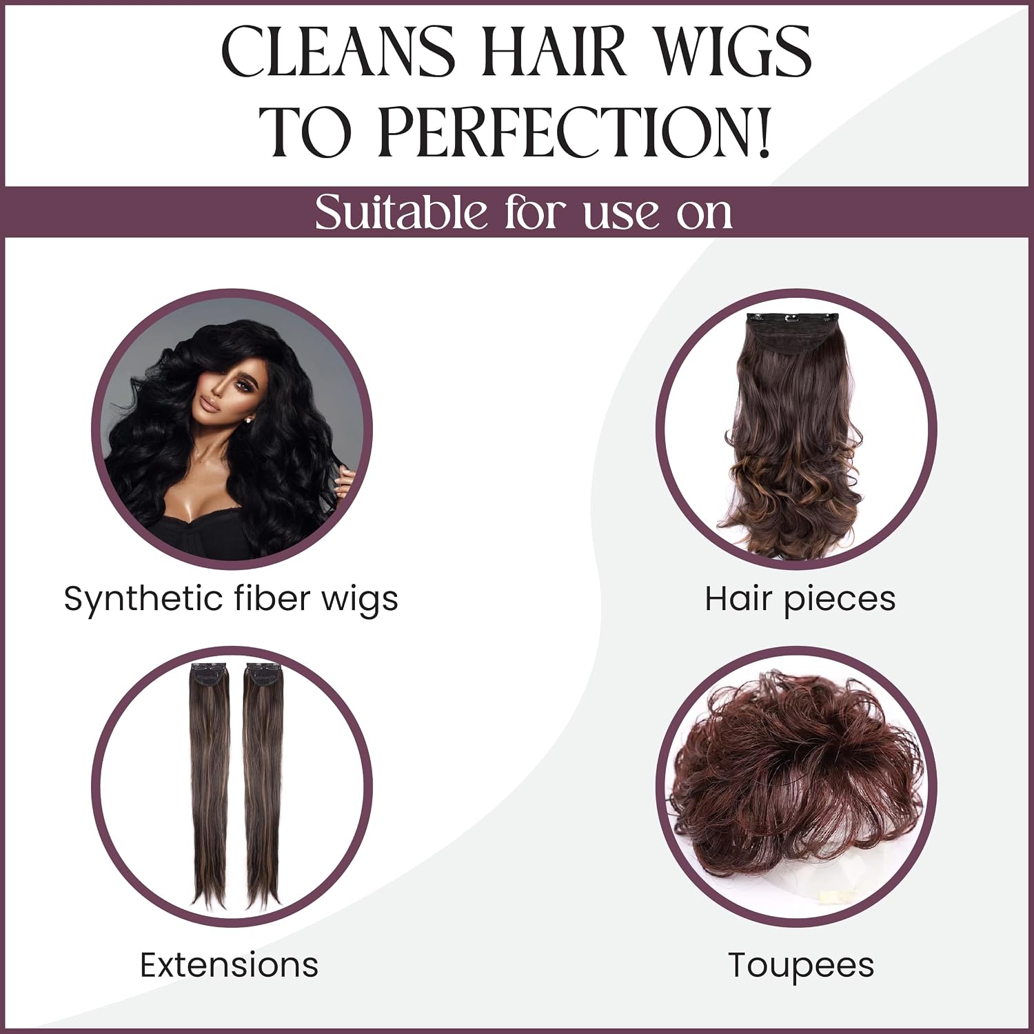 Non Static Shampoo for Synthetic & Human Hair Wigs, Hairpieces - 8 Fl Oz